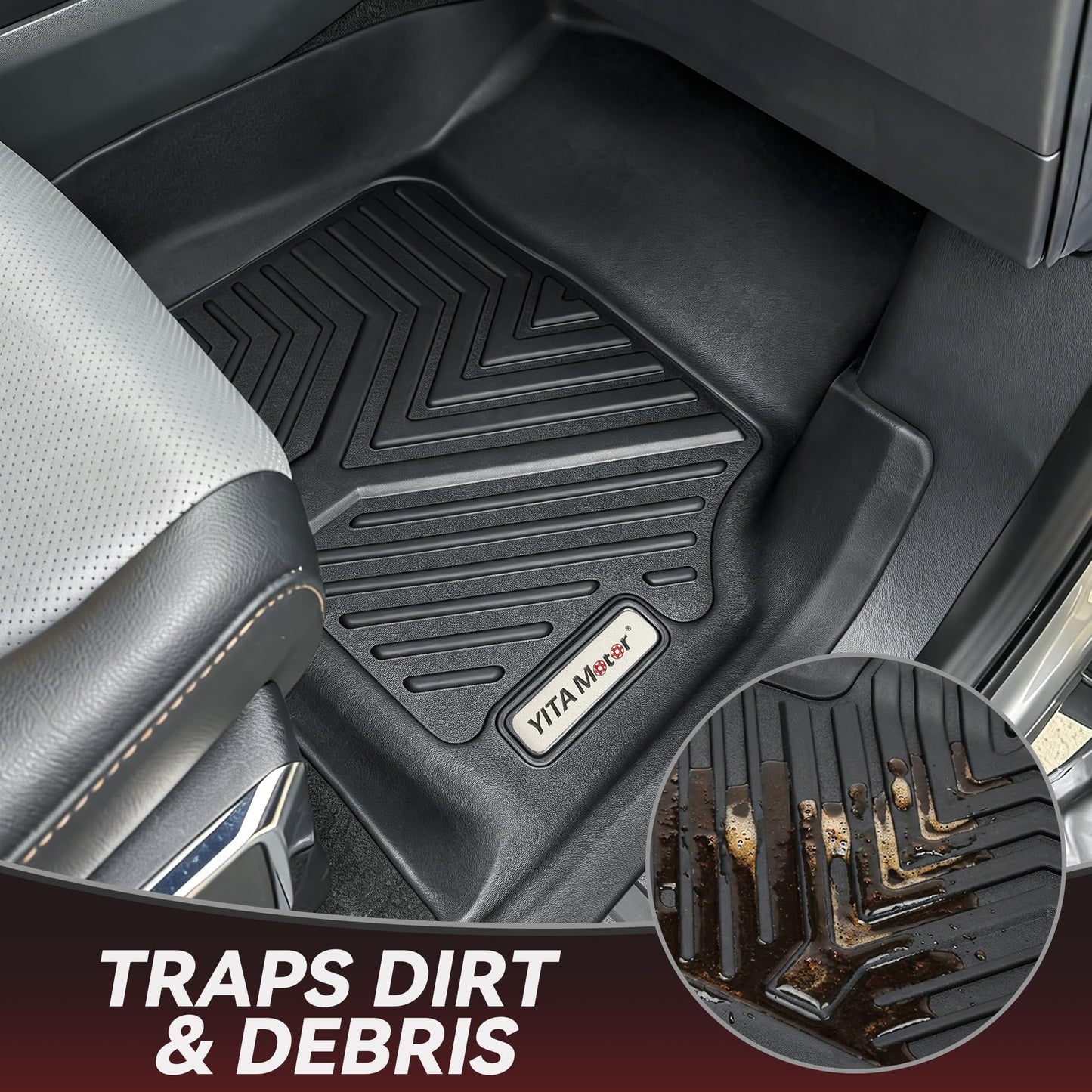 YITAMOTOR Floor Mats & Cargo Liner for Honda CR-V 2023 2024 2025 2026 (Gasoline), All Weather TPE Car Trunk Mat (Upper Position) Custom Fit Automotive Accessories, CRV 2 Row & Cargo Liner, Black