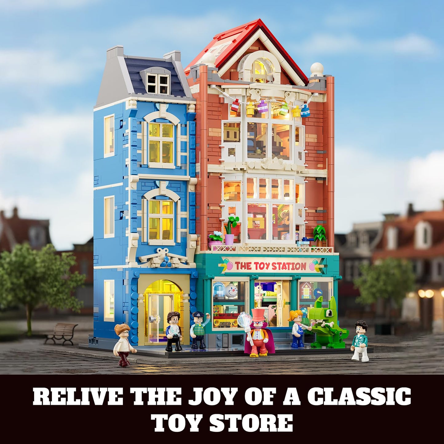 Lumibricks Toy-Store Lighting Building-Bricks Set – City Town Modular Townhouse Toy Shop Dollhouse LED Light Display Model 3086 Pcs Construction Kit for Adults and Teens