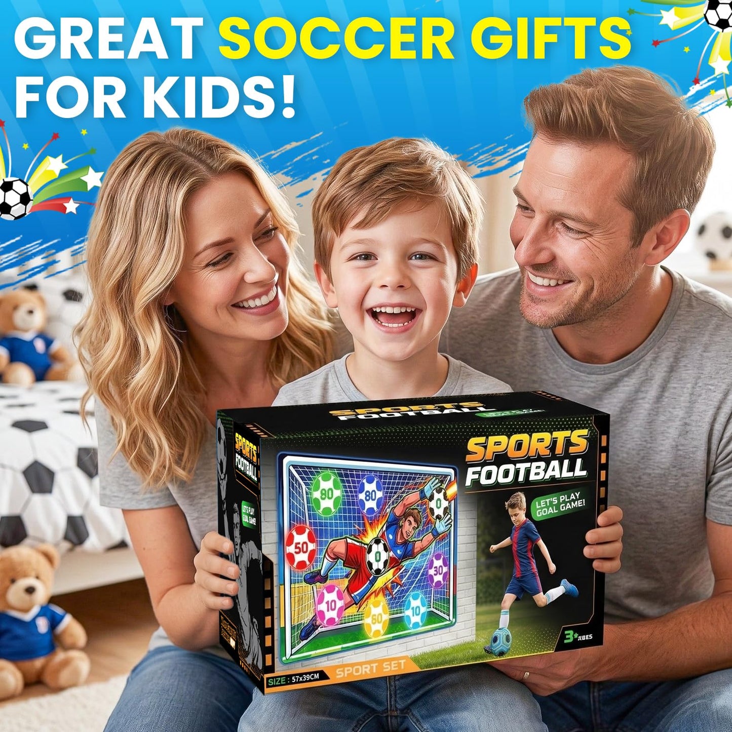 WUPIOS Upgraded Toy Soccer Game Set for Kids, Indoor Outdoor Backyard Toss Soccer Goal Game with 2 Balls, 1 Flannel Target, Soccer Toys for Boys and Girls 3-5 6-8 8-12 Years Old Kids Birthday