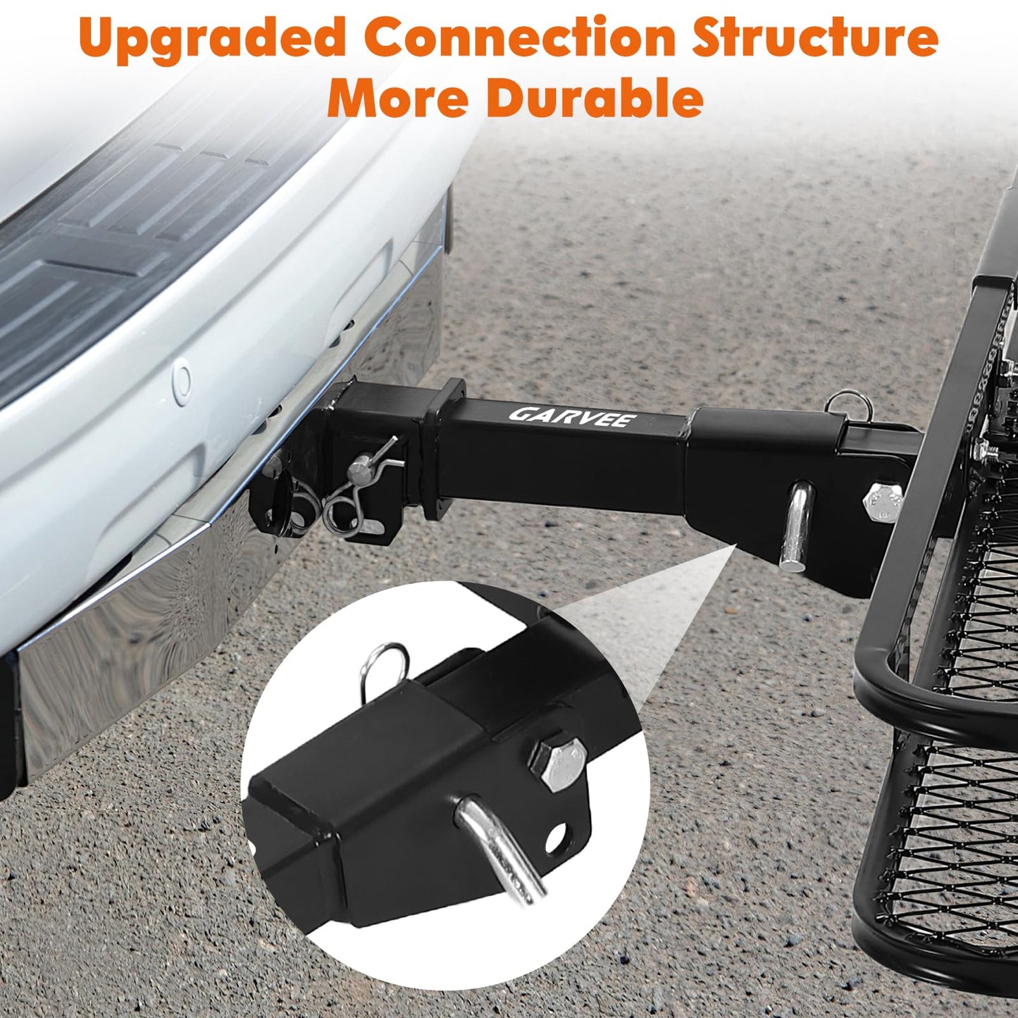 Garvee 60x24x6 Hitch Carrier for 2 Inch Receiver, 500LB Capacity Hitch Mount Rack with Folding Cargo Basket, Rust-Resistant Coat