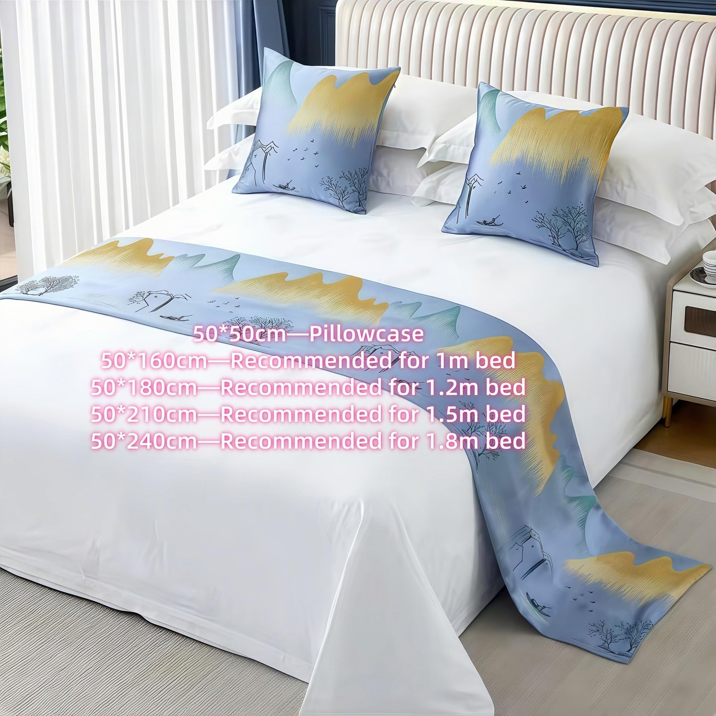 Taqargzy Decorative Bed Throws，Polyester Bed Runner，Breathable ，Quilted Bed Runner，Modern Style Bed Scarves ，Bed Runner Scarf，Luxury Bed Runner，for Bedroom Home Guesthouse Farmhouse(P,50 * 240cm)