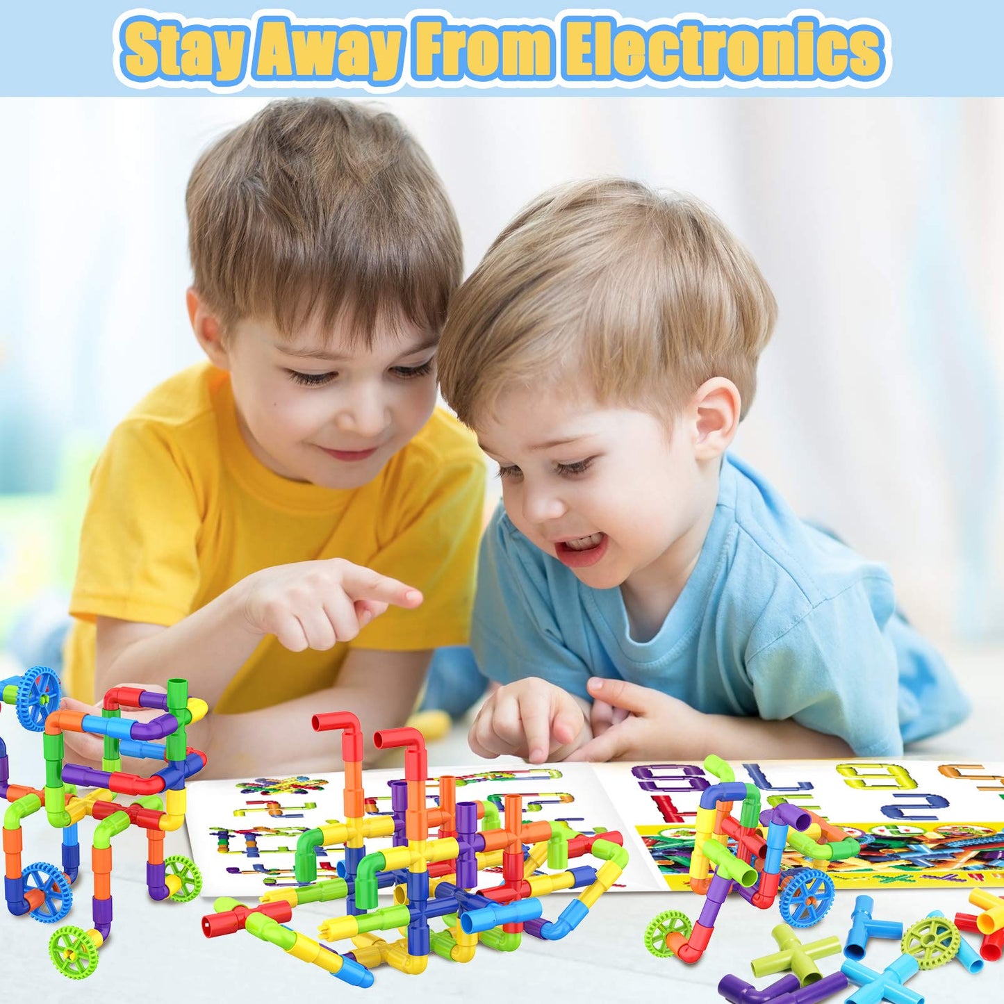 250PCS Pipe Tube Learning Toy for Toddlers, Educational STEM Bins for Classroom Preschool Building Toys, Montessori Interactive Autistic Sensory Toy, Xmas Birthday Gifts for All Ages Kids