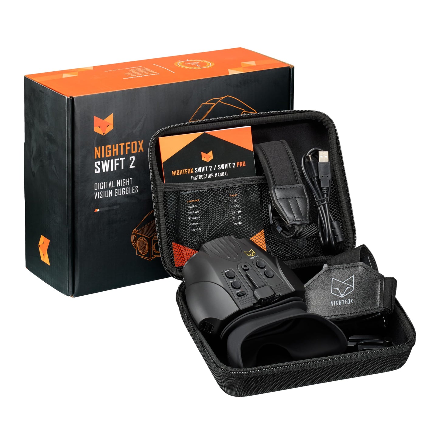 Night Vision Goggles - Nightfox Swift 2 Pro NVG Goggles, Head or Helmet Mounted, Wide FOV, 1x Magnification NVGs, 1080p Video Recording, Stealth Infrared 940nm IR, Tactical Digital NODs for Airsoft