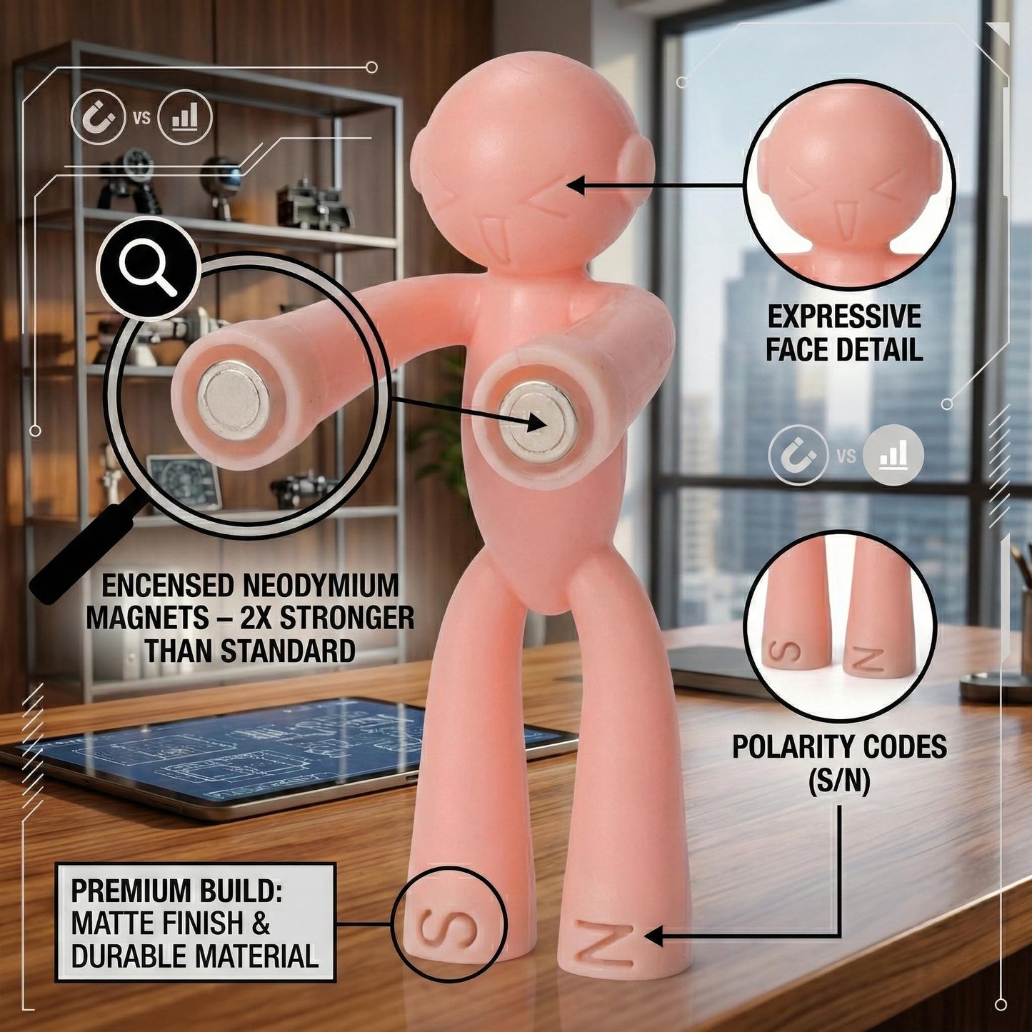 MAGMEN Magnetic Fidget Toys 40PC Ultimate Set - 20 Classic + 20 Enhanced Grip X3 - STEM Travel Toys Kids ADHD Autism - Easter Basket Stuffers Family Pack - Desk Toys Adults