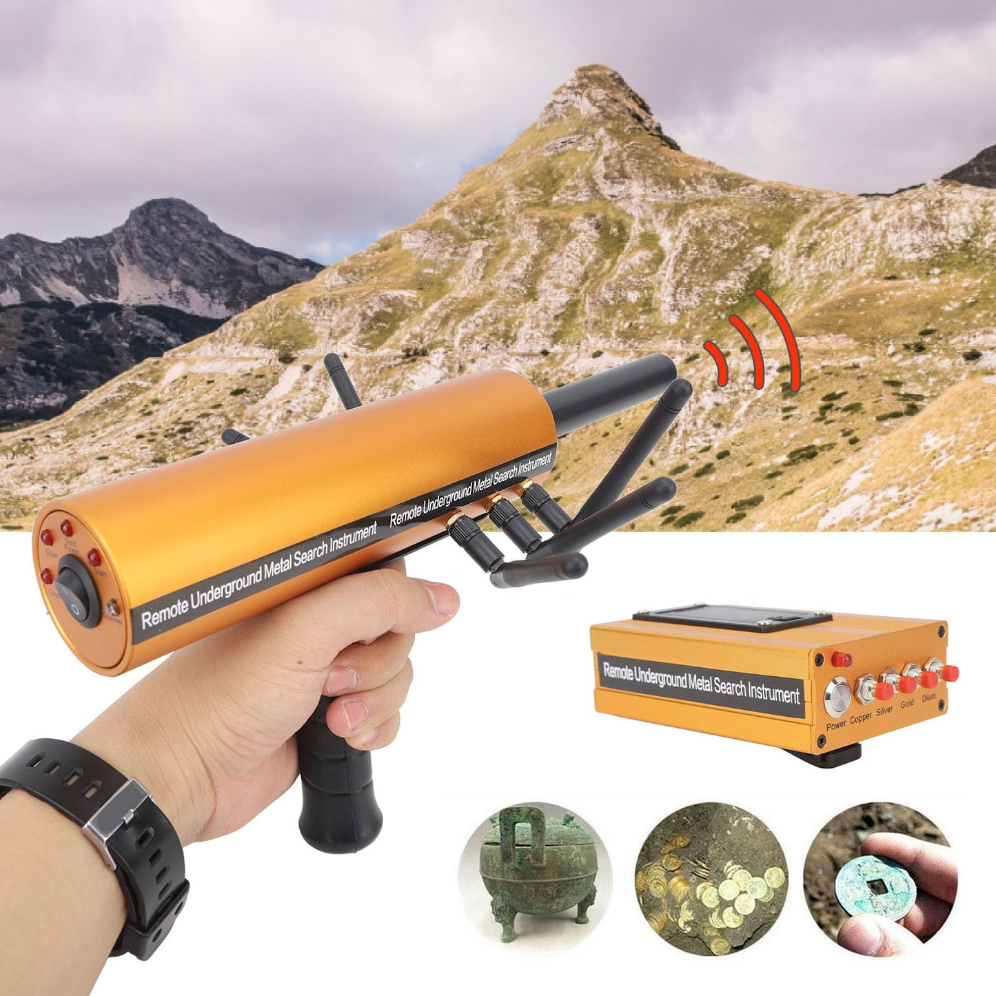 Gold Detector Underground, Ground Penetrating Metal Detector, Metal Pinpointer, 30m Depth 1200m Range 6 Antenna Accurate Finding Gold Detector
