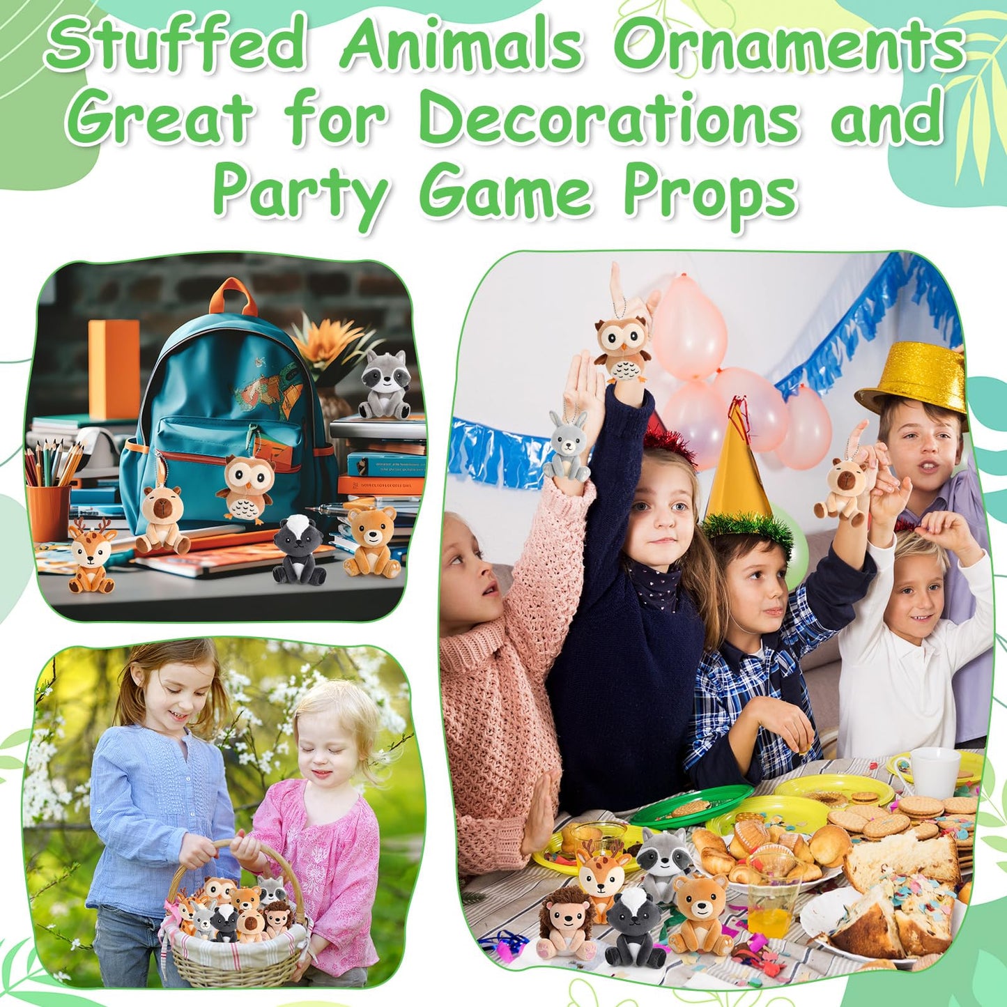 Aoriher 9 Pcs Small Forest Stuffed Animals Bulk 4 Inch Mini Woodland Plush Toys Deer Rabbit Owl Skunk Capybara Raccoon Hedgehog Brown Bear Fox for Kids Baby Shower Birthday Party Favors