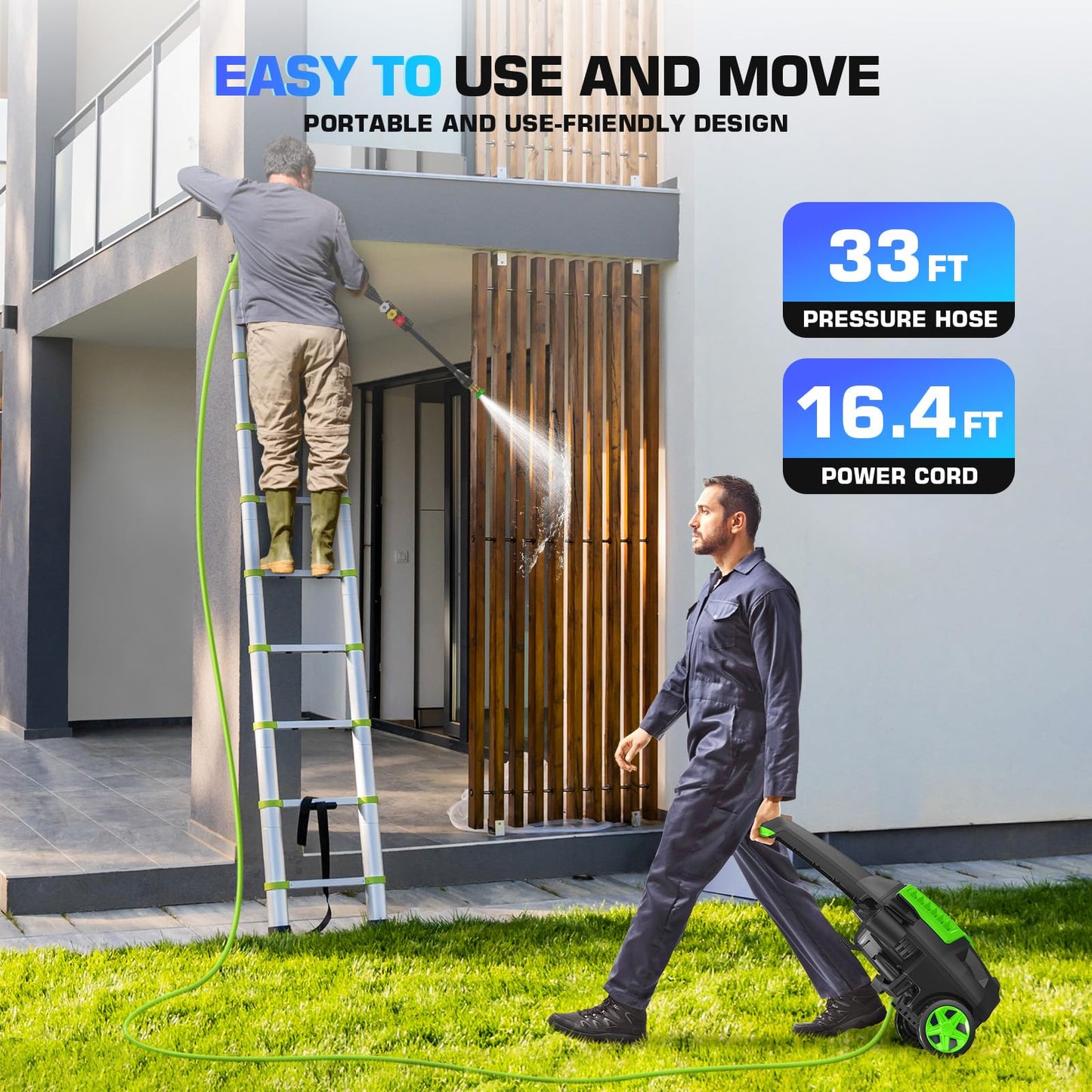 Commowner 5000PSI Electric Pressure Washer, 2025 4.0 GPM High Power Washer Machine, with Adjustable Nozzle and Soap Bottle for Cars/Fences/Driveways/Home/Patios (Green)