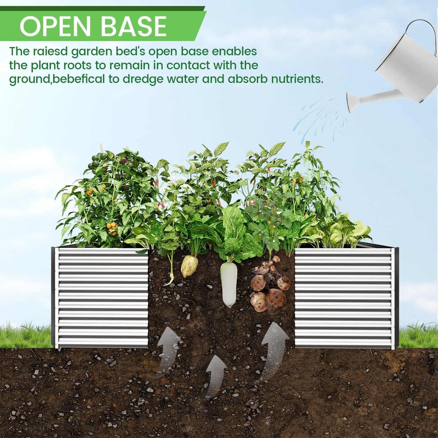 FRIZIONE 2pcs Tall 8x4ft Galvanized Raised Garden Bed Outdoor,Above Ground Garden Bed for Vegetable,Metal Raised Beds for Flower,Steel Raised Beds for Gardening