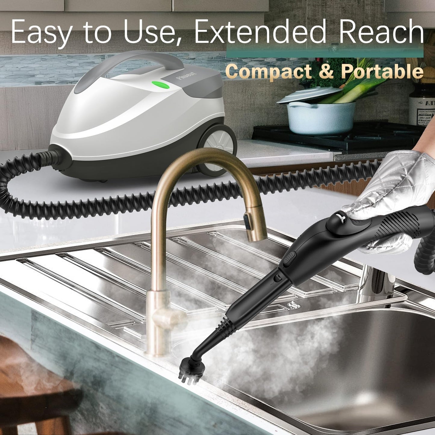 Steam Cleaner with 28 Accessories for Home, 1800W Powerful Multipurpose Steam Mop with 1.5L Tank for Floor Cleaning, Chemical-Free Heavy Duty Steamer for Cleaning Floors, Couch, Tile, Grout and Car