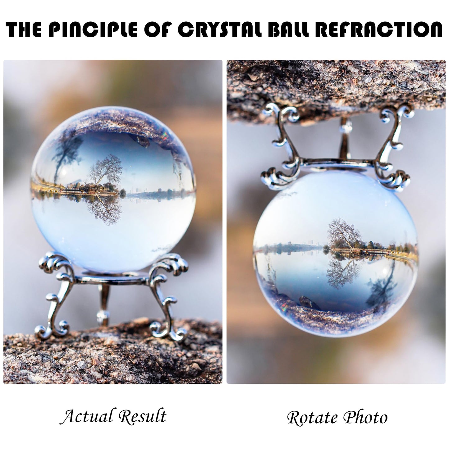 2.3in Sparkling Clear Crystal Ball with Stand 60mm Handcrafted Photography Prop for Magical Shots Elegant Home & Party Decor for Women