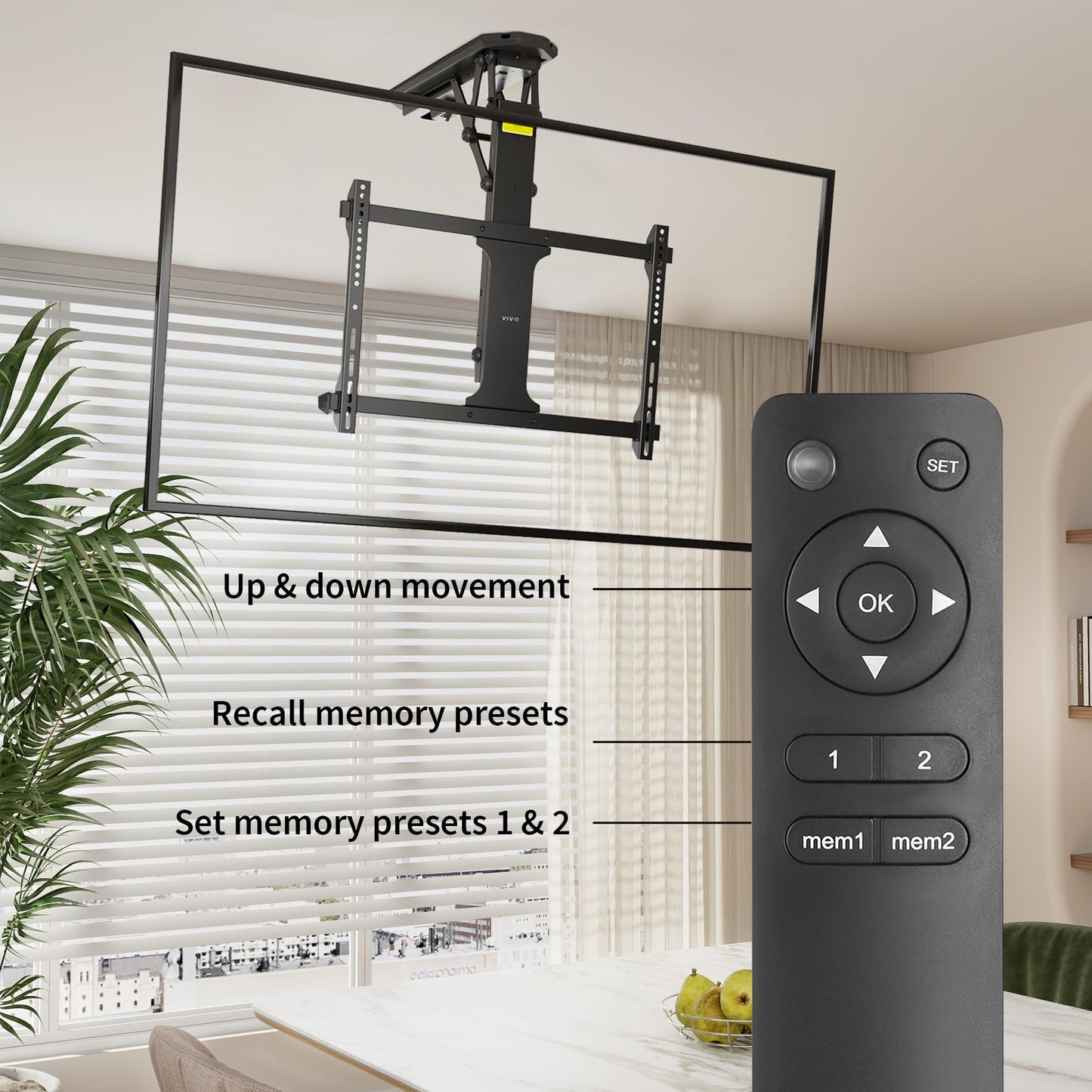 VIVO Electric Ceiling TV Mount for 32 to 70 inch Screens, Large Flip Down Motorized Pitched Roof VESA Mount, Master Pack, Black, MOUNT-E-FD70