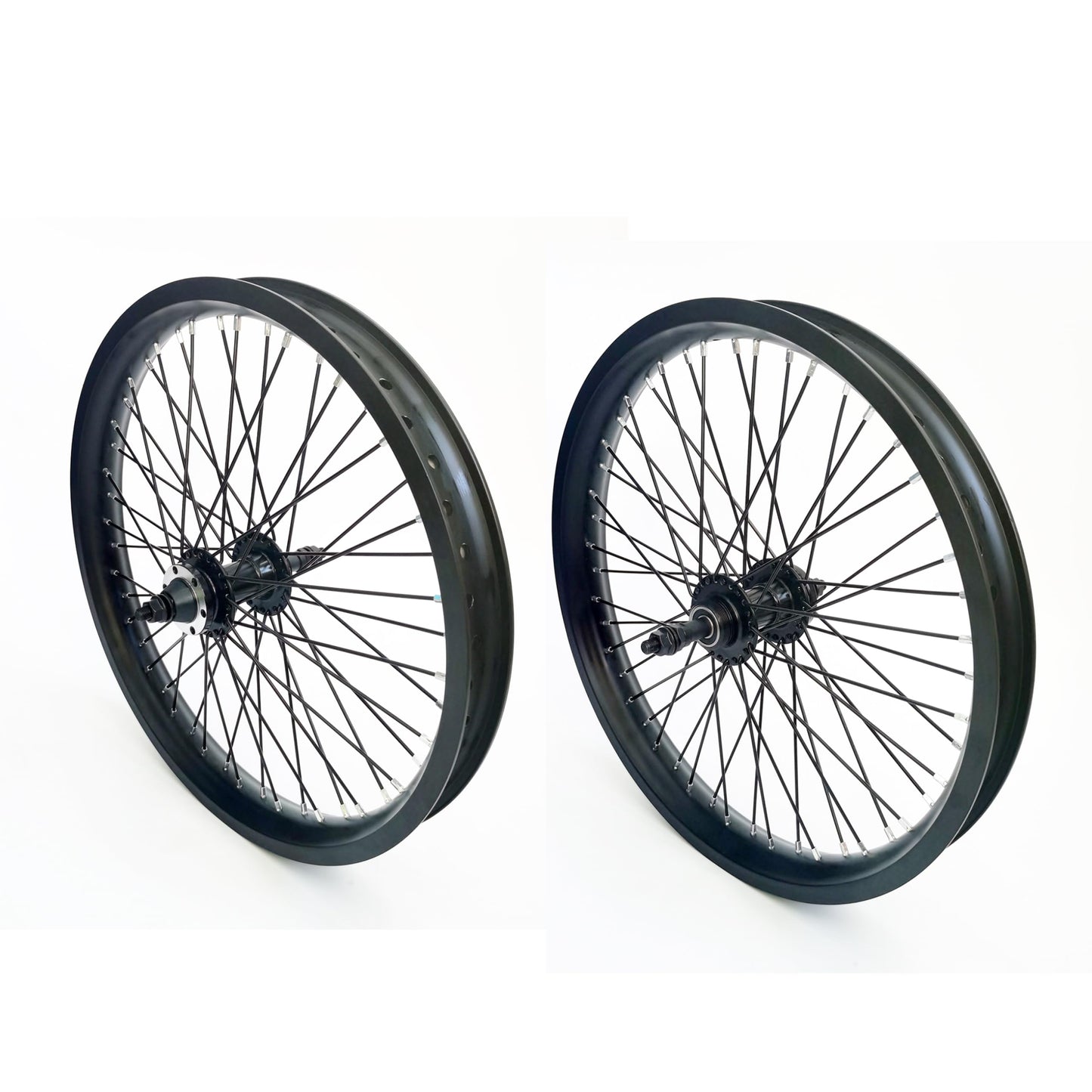 DONSP1986 20 inch x 1.85" Heavy Duty Bike Rim Wheels Set, 12 Gauge 48 Spokes Wheelset, Double Wall Aluminum Alloy 20" Bicycle Rims Set (Front & Rear) (Black) Disc Brake