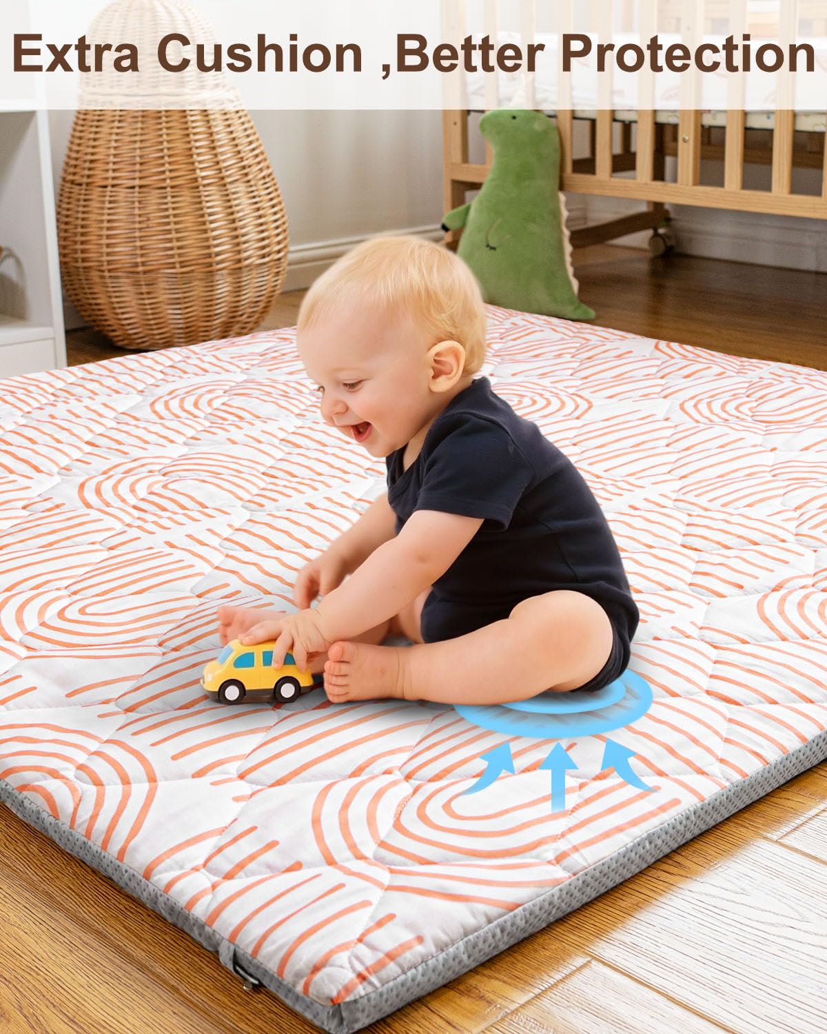 Beavtaens Foam Baby Play Mat 50x50, Removable and Machine Washable Cover, Thicken Cushioning Playmat and Perfect for Playpen, Non-Slip Bottom, Easy to Clean for Infants, Toddlers & Babies(Rainbow)