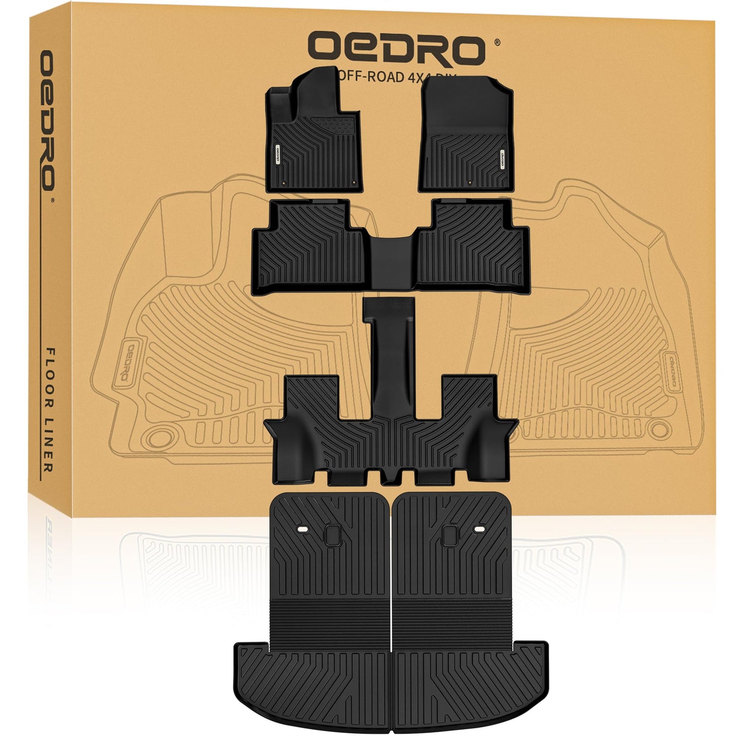 OEDRO Floor Mats Set Fits for 2026 2025-2021 Kia Sorento 6&7 Seats Gas Model(Not for Hybrid) Cargo Mat Back Seat Cover 2025 Sorento Automotive Accessories (Trunk Mat with Backrest Mat+Floor Mats)
