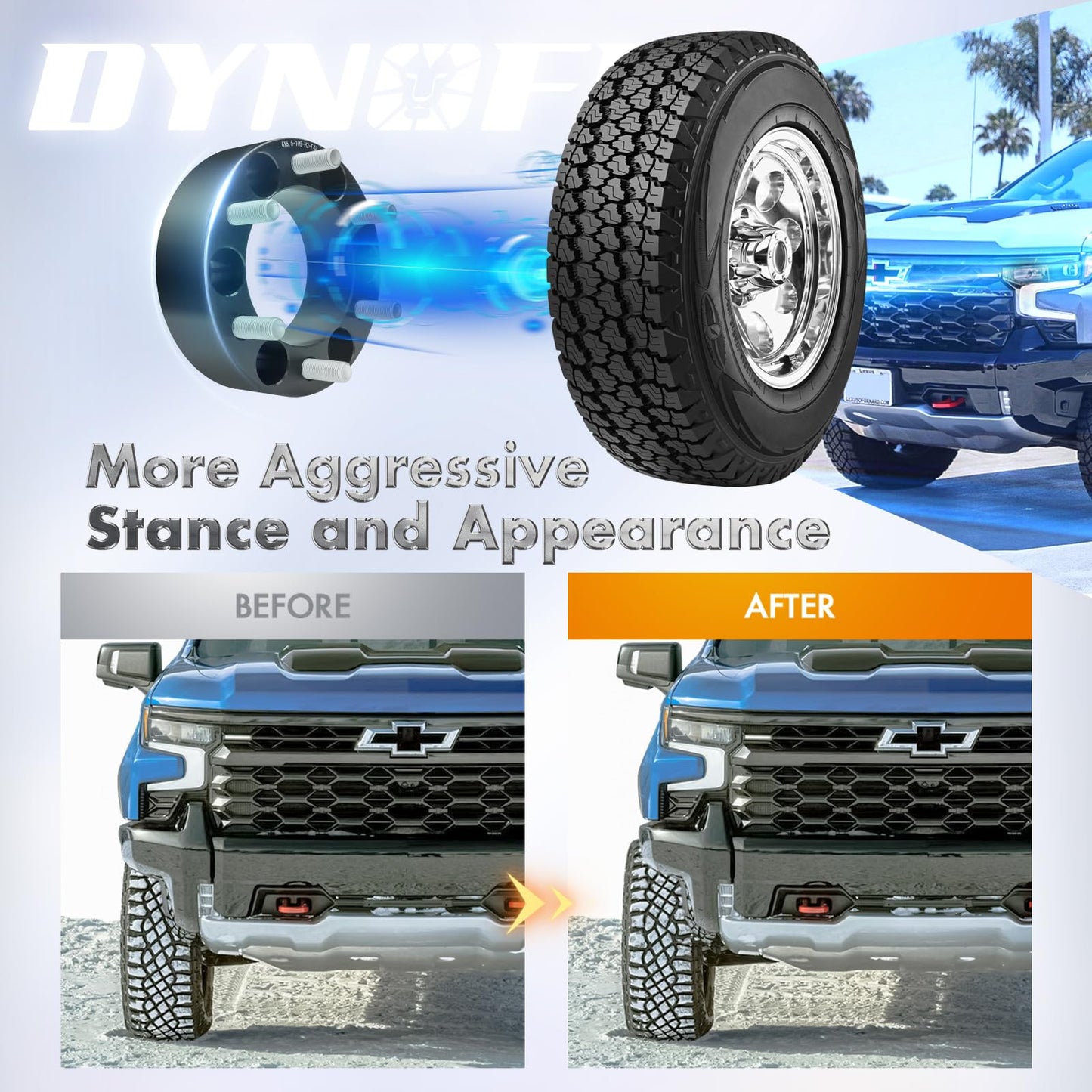 dynofit 6x5.5 to 6x5.5 Forged 2inch Wheel Spacers Adapters for 1999-2025 Silverado Sierra 1500 Yukon 2019-2025 Ram 1500 | Set of 4-Piece Compatible with Chevrolet GMC Cadillac 6x139.7 M14x1.5 Studs