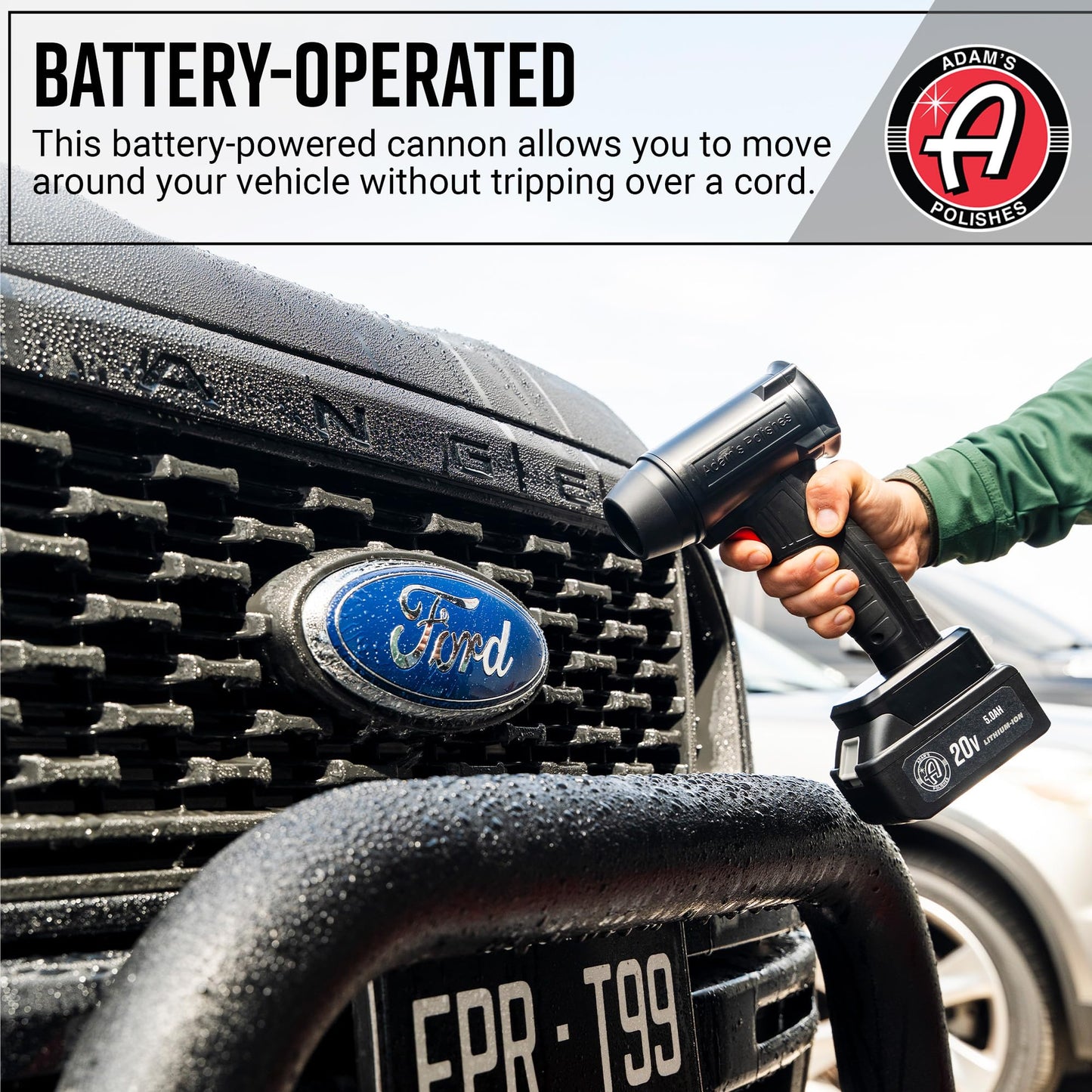 Adam's Polishes Cordless Mini Air Cannon - Portable High-Powered Car Detailing Dryer Blower | Rechargable Air Blower for Your Car, Truck, Van, Motorcycle | Use Before Applying Wax Or Ceramic Coatings