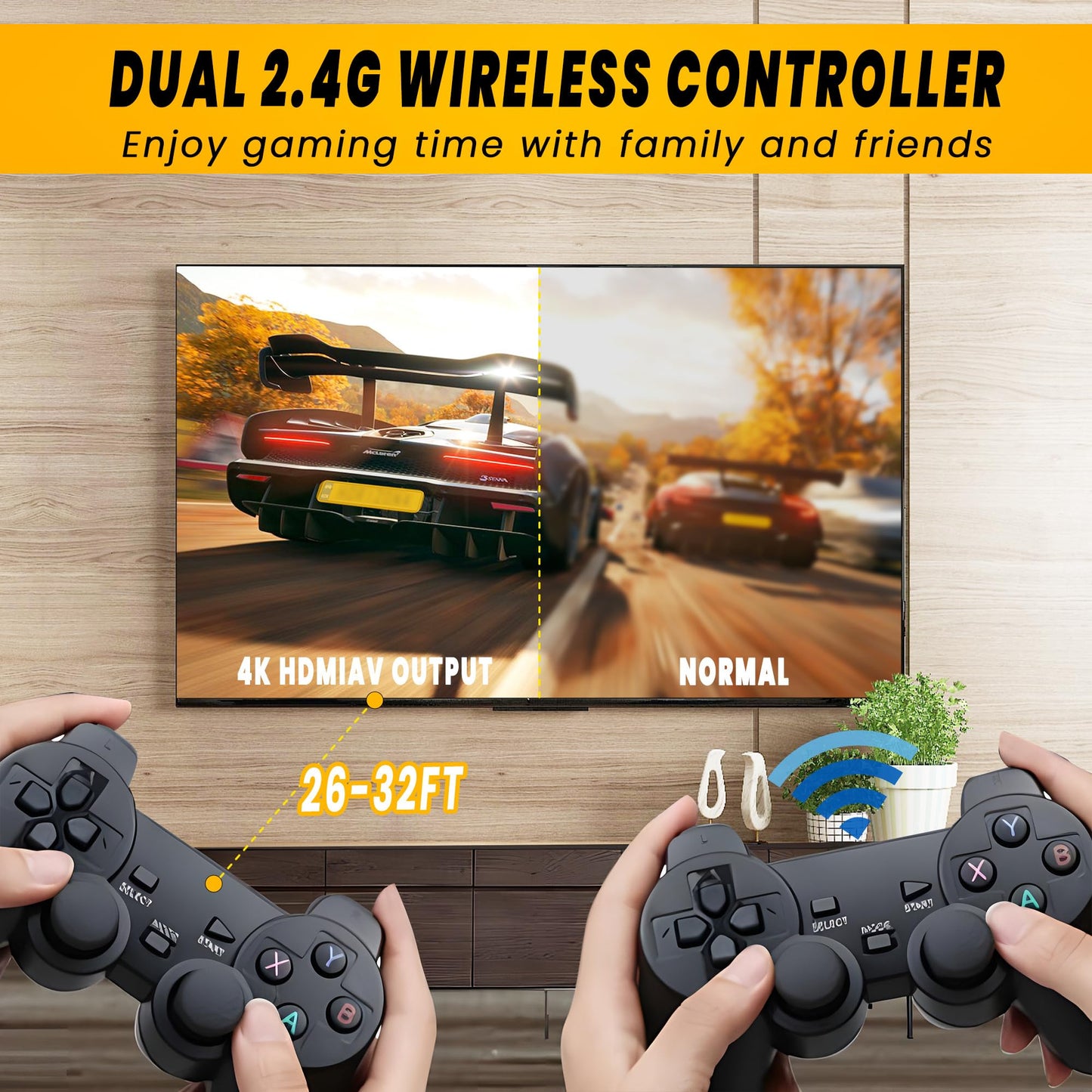 2025 New Upgrade Retro Gaming Console - Retro Gaming Stick,Retro Game Console Built-in 20000+ Games&9 Classic Emulators,4K HDMI Output,Plug and Play Game Stick with 2 Controllers(64G)