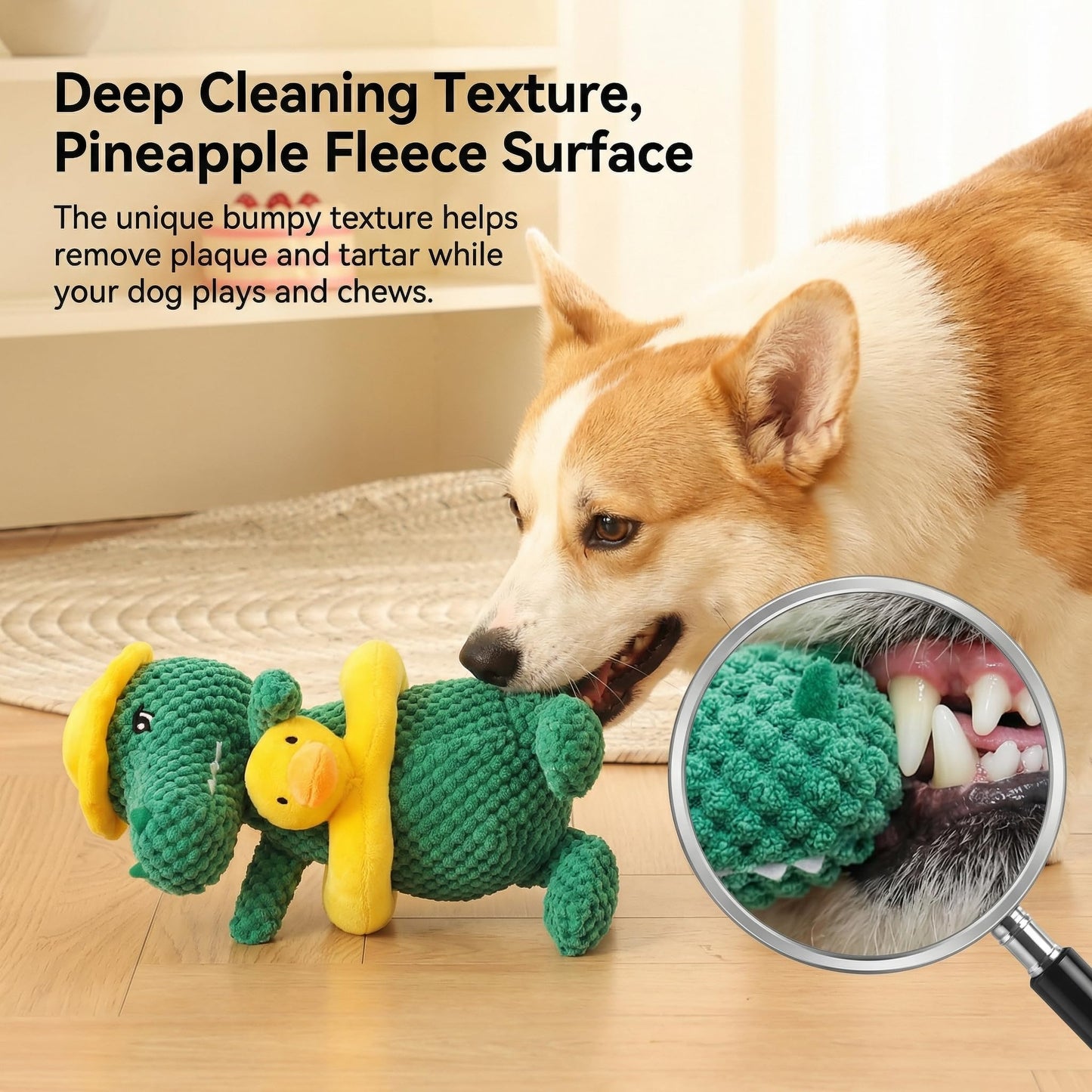 Edlike Squeaky Dinosaur Dog Toy - Multifunctional 2 in 1 Funny Plush Stuffed Animal and Interactive Frisbee Dog Toy for Chewers Puppy Small Big Breed Dogs
