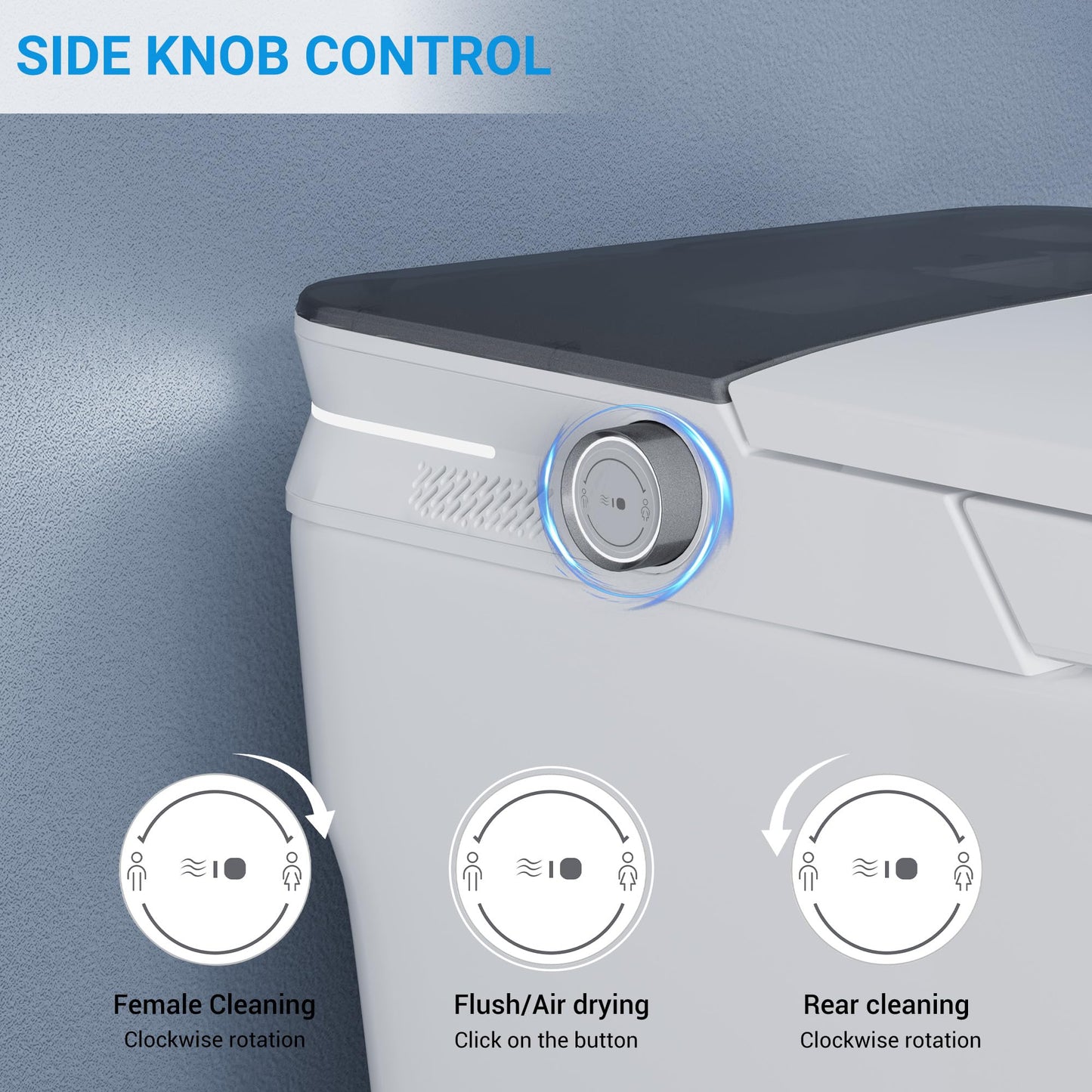 Smart Toilet with ADA Height, Bidet Built-In, Auto-Sensing Flip Lid, Off-Seat Auto Flush, Foot-Sensor, Instant Hot Water and Warm Air Drying, LED Display, Toilet with Light Strip