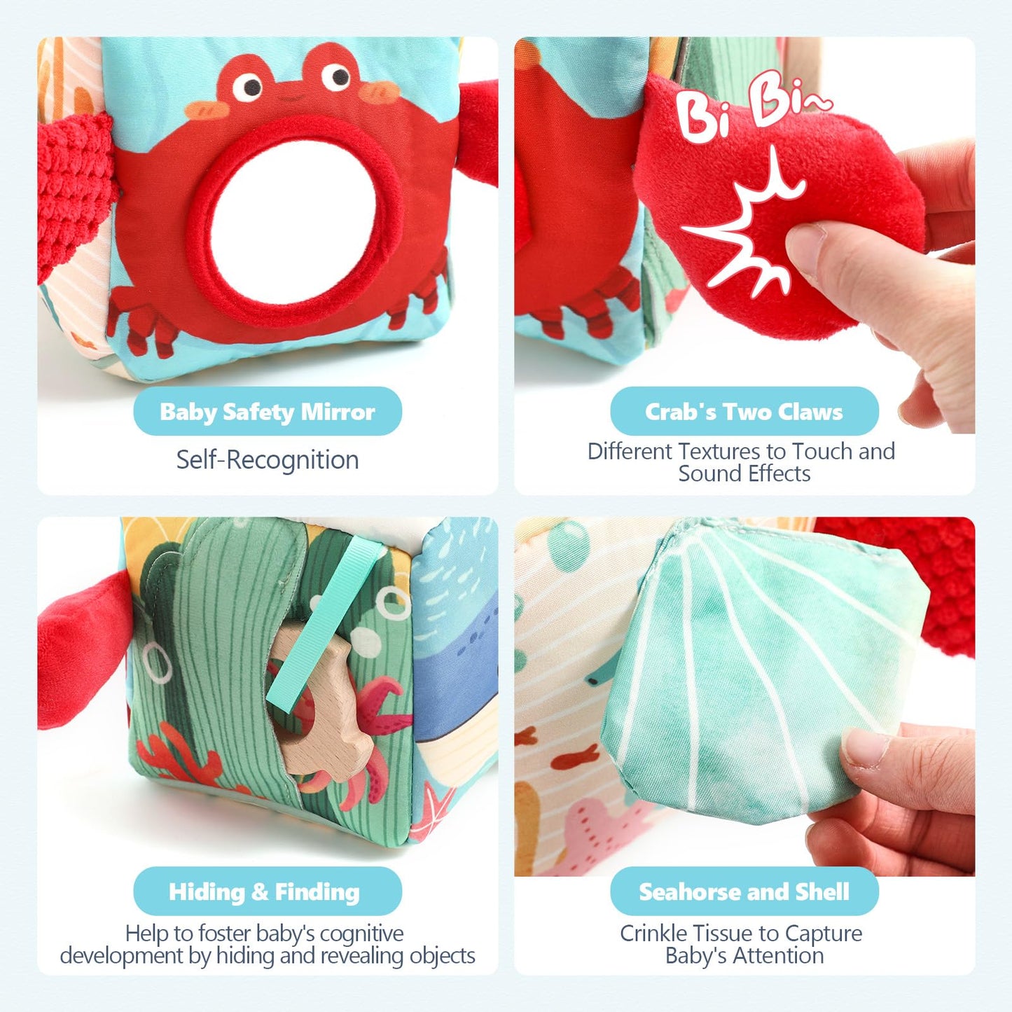 Youuys Baby Tissue Box Toy for Babies 6-12 Months - Montessori Toys Baby Tissue Box Sensory Toys for 1 Year Old - Boy Girl Gifts for Babies 6 12 18 Months Old (Ocean)