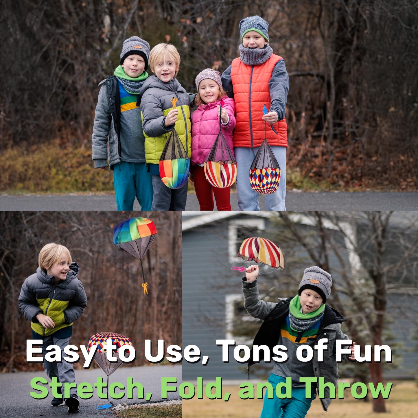 NUTTY TOYS Parachute Toys for Kids - Tangle Free Outdoor Flying Parachute Men, Top Indoor & Outside, 3 4 5 6 7 8 9 10 11 12 Year Old, Best Christmas Stocking Stuffers Idea 2025 Unique Boy & Girl Gifts