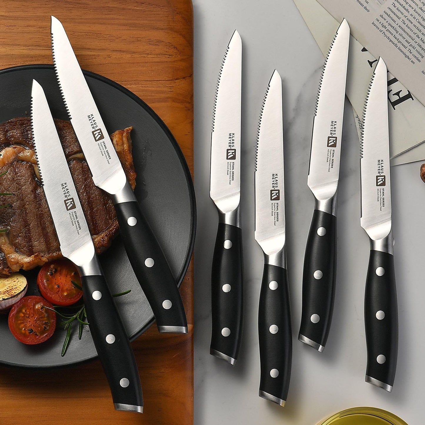 Klaus Meyer Stahl 19 Piece High Carbon Exclusive German Steel Knife Block Set (Black)