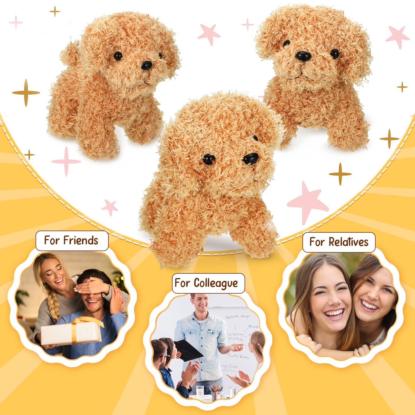 HyDren 30 Pcs 4.72 in Puppy Dogs Stuffed Animals Bulk Adopt a Puppy Mini Stuffed Plush Soft Puppies Dog Fluffy Plush Animal for Kids Baby Girls Boys Birthday Gifts Indoor Adoption Event(Light Brown)