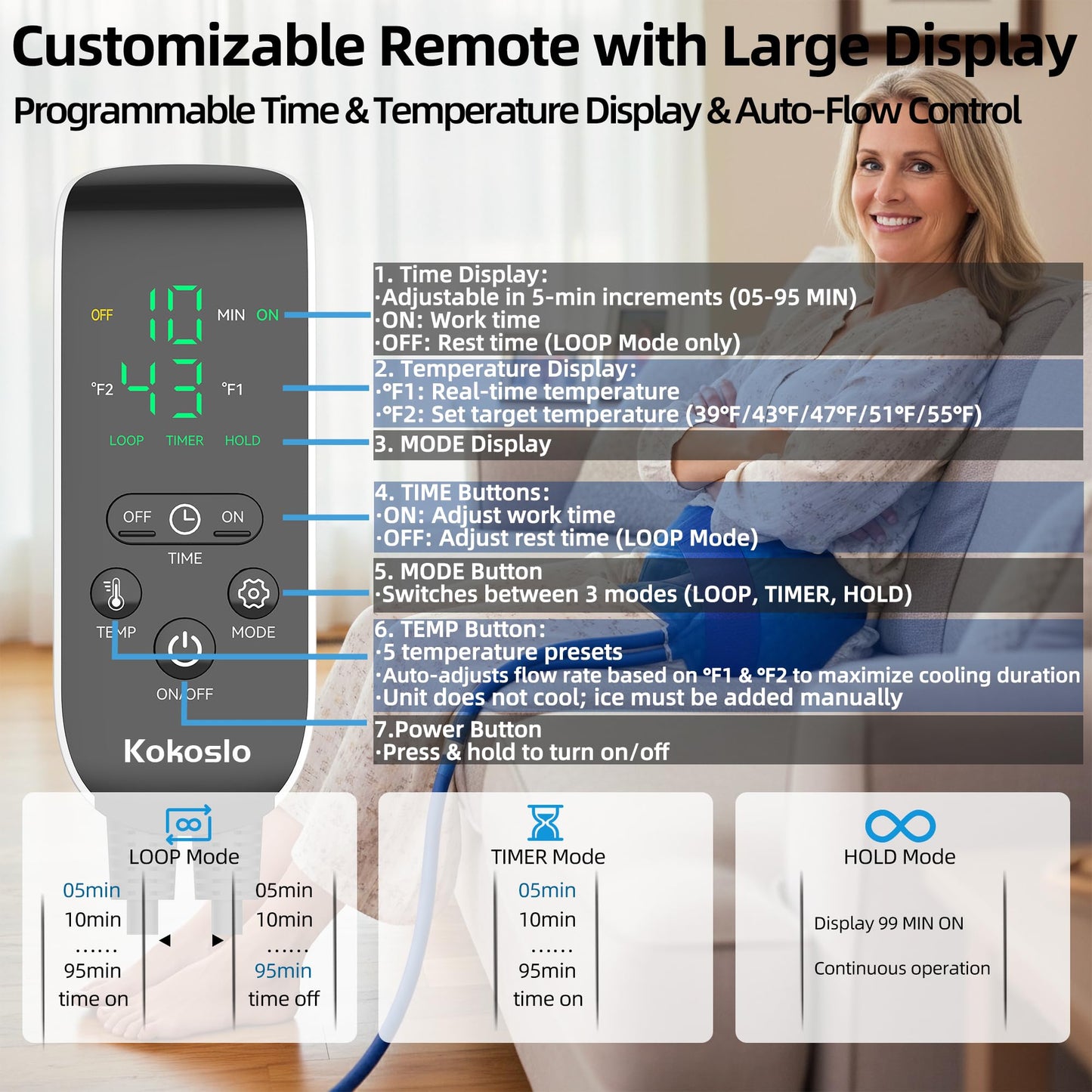 Cold Therapy Machine for Hip—Ice Machine for Hip After Surgery with Programmable Timer, Reduce Swelling After Hip Replacement, Fracture, or Trochanteric Pain, Cryotherapy Pain Relief, Compression Pad