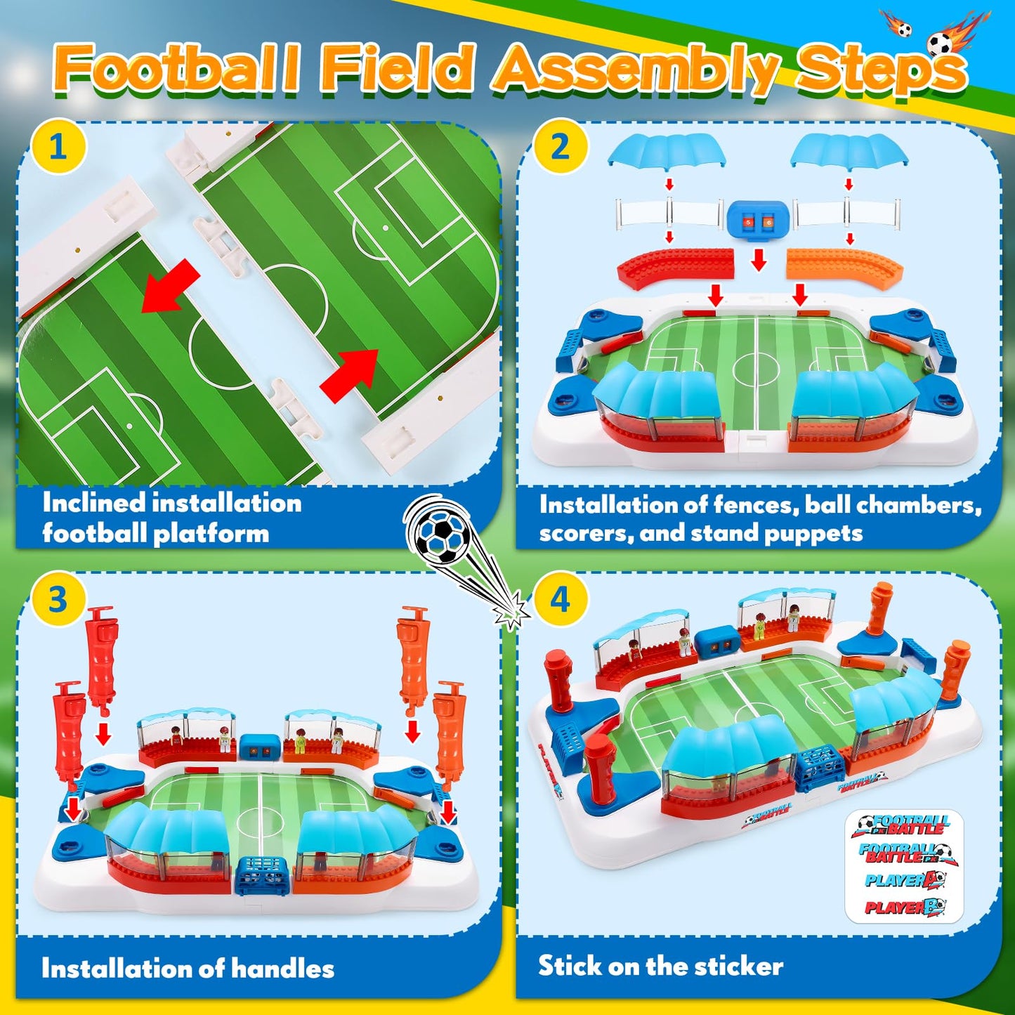 Mini Foosball Table Game Soccer Toys for Kids Ages 3 4 5 6 7 8-12 – Portable Soccer Board Game, Interactive Tabletop Sports Toy, for Boys Girls for Indoor Family Party, Playroom
