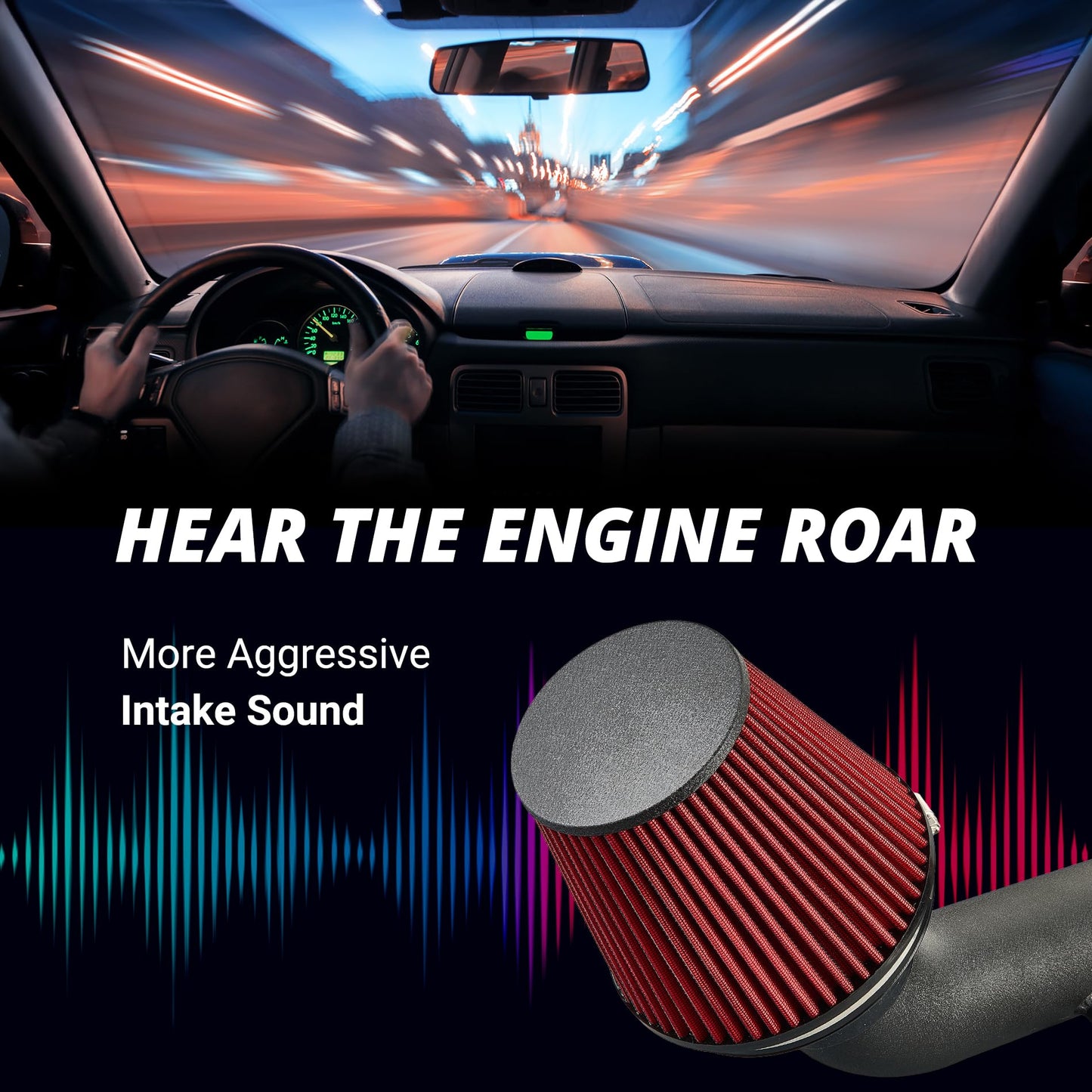 EVIL ENERGY Cold Air Intake Compatible for 2014-2018 Chevy Silverado 1500/GMC Sierra 1500 5.3L/6.2L, Includes Heat Shield & Pre-Filter, Black