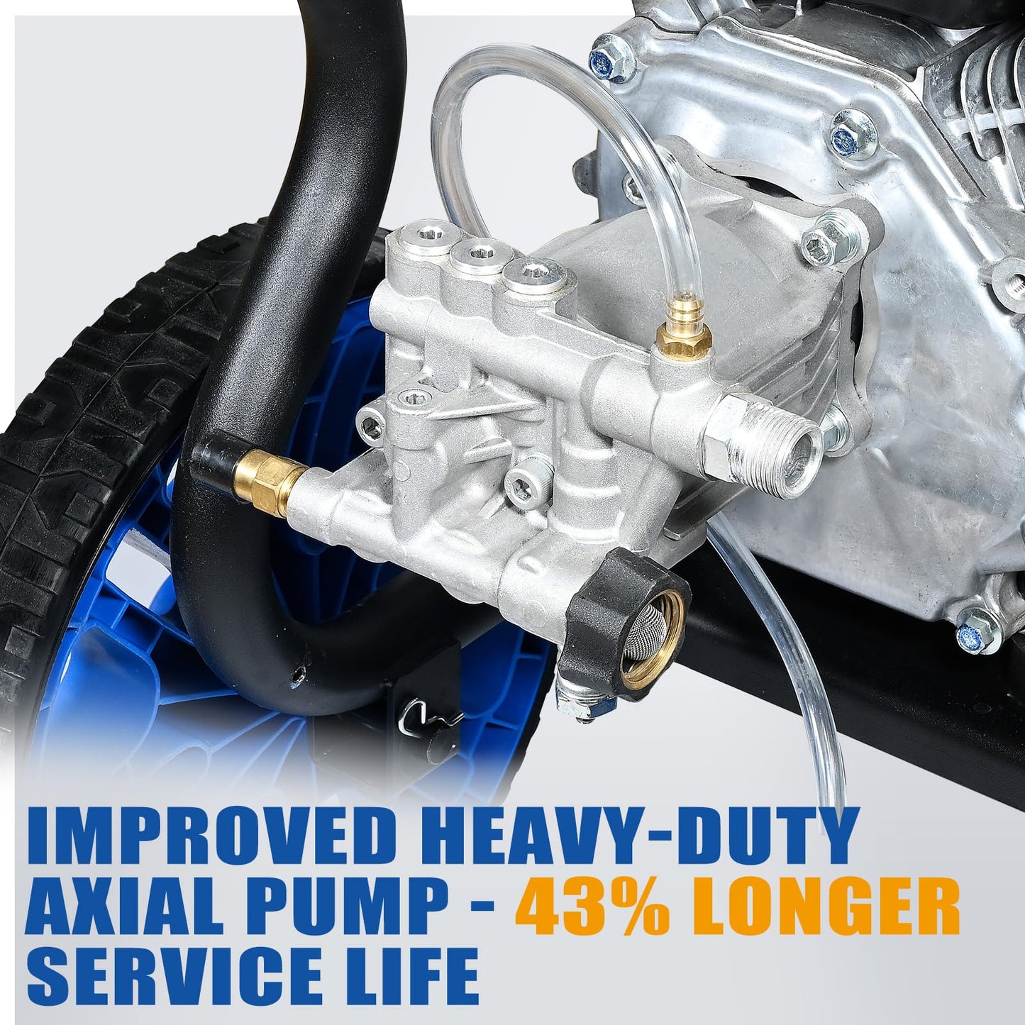 TOOLCY 3200 PSI Gas Pressure Washer, 2.6 GPM Gas Powered Power Washer Reinforced Pump & 209cc OHV Engine, 35FT Pressure Hose, Quick Connect Swivel Pressure Gun, 5 Nozzles for Homes (No Soap Tank)