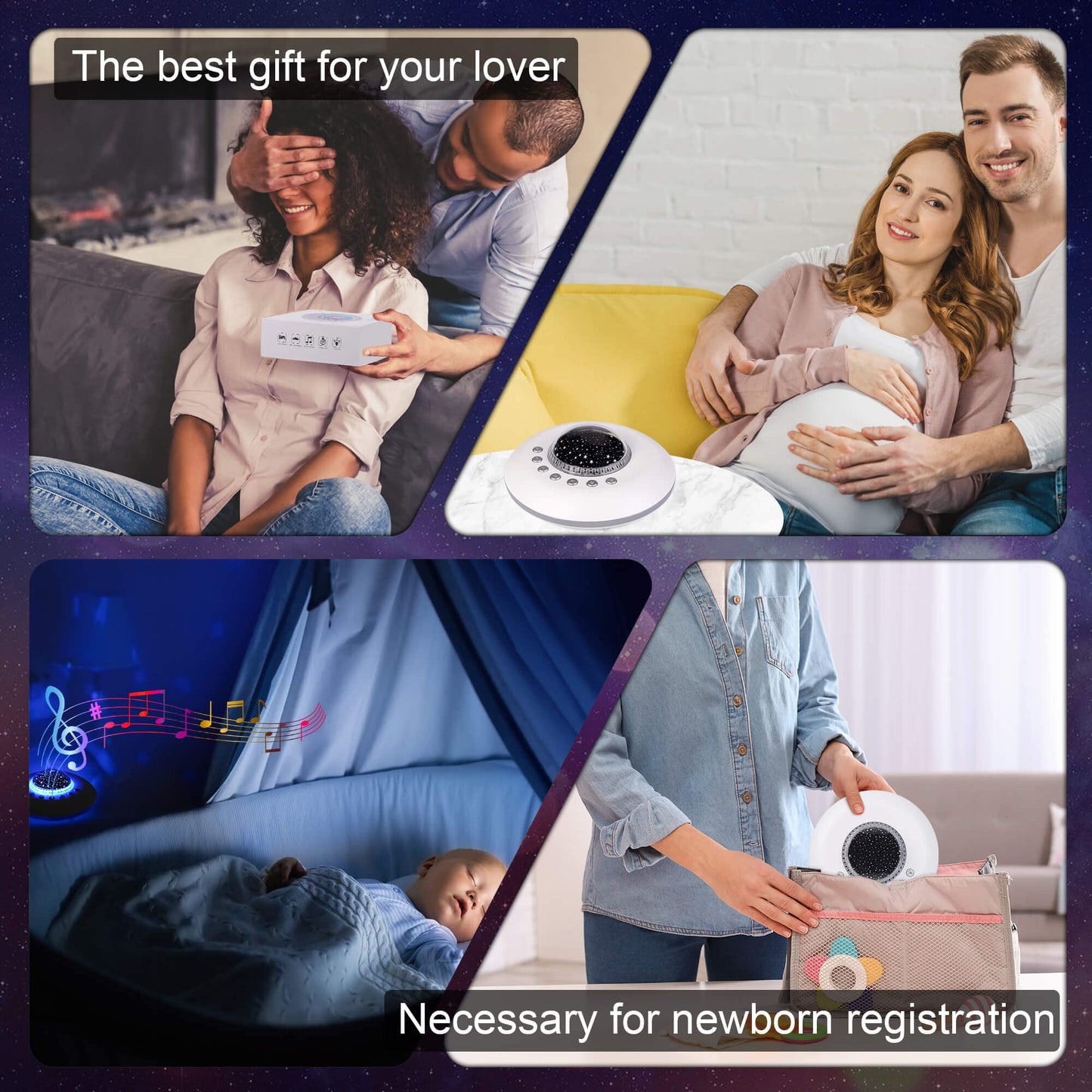 FamiSym White Noise Machine for Kids, Sound Machine Baby with 7 Starry Ambient Night Light, 28 Soothing Sounds Sleep Noise Machine Maker Ideal Gifts for Kids Adults Bedside Travel Nursery