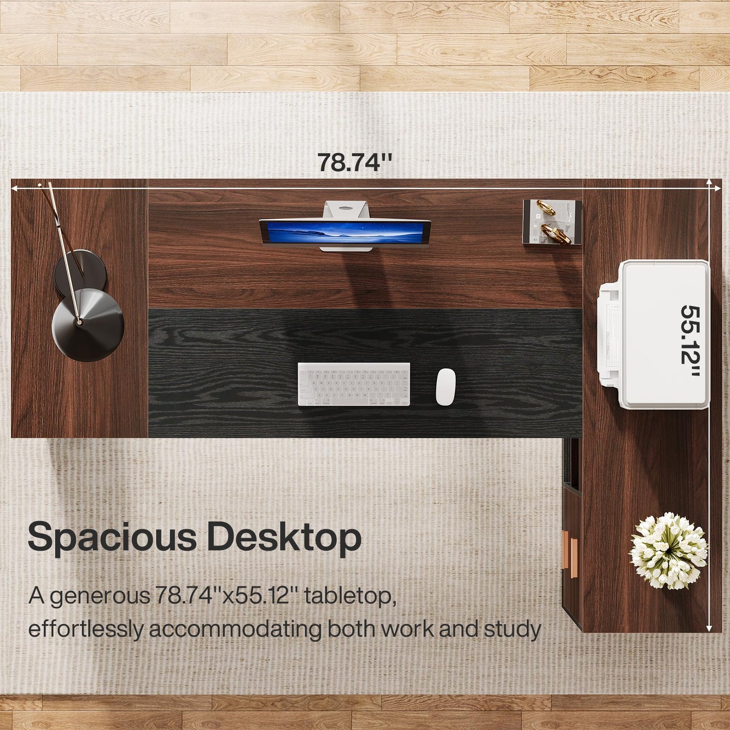 Tribesigns 78" L Shaped Executive Desk, Large Office Computer Desk with Drawers and Lateral File Cabinet, Modern Business Furniture Workstation with Storage Shelves for Home Office
