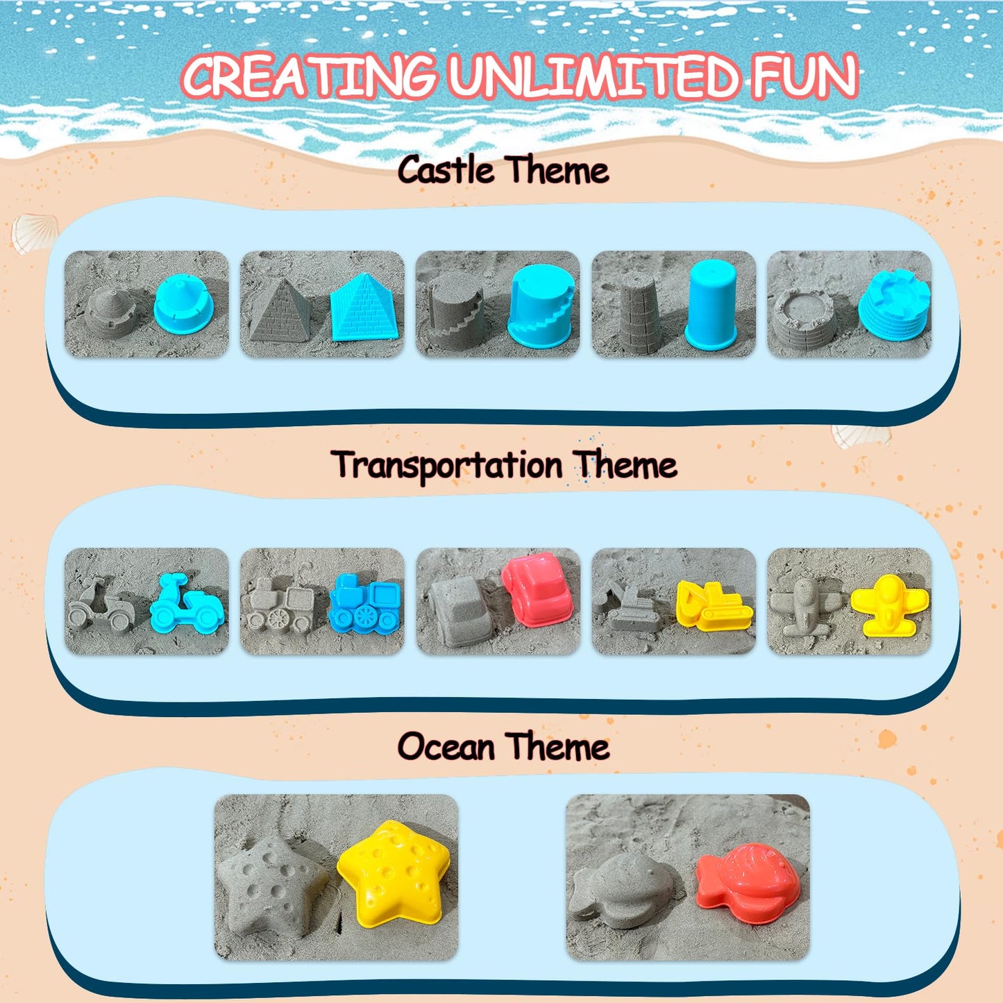 LUCKFUTURE Beach Toys, 25 Pcs Sand Toys Set for Kids Including Water Gun, Sifting Funnel, Bucket, Watering Can, Sand Molds & Mesh Beach Toy Bag, Sandbox Toys for Toddlers 3-12