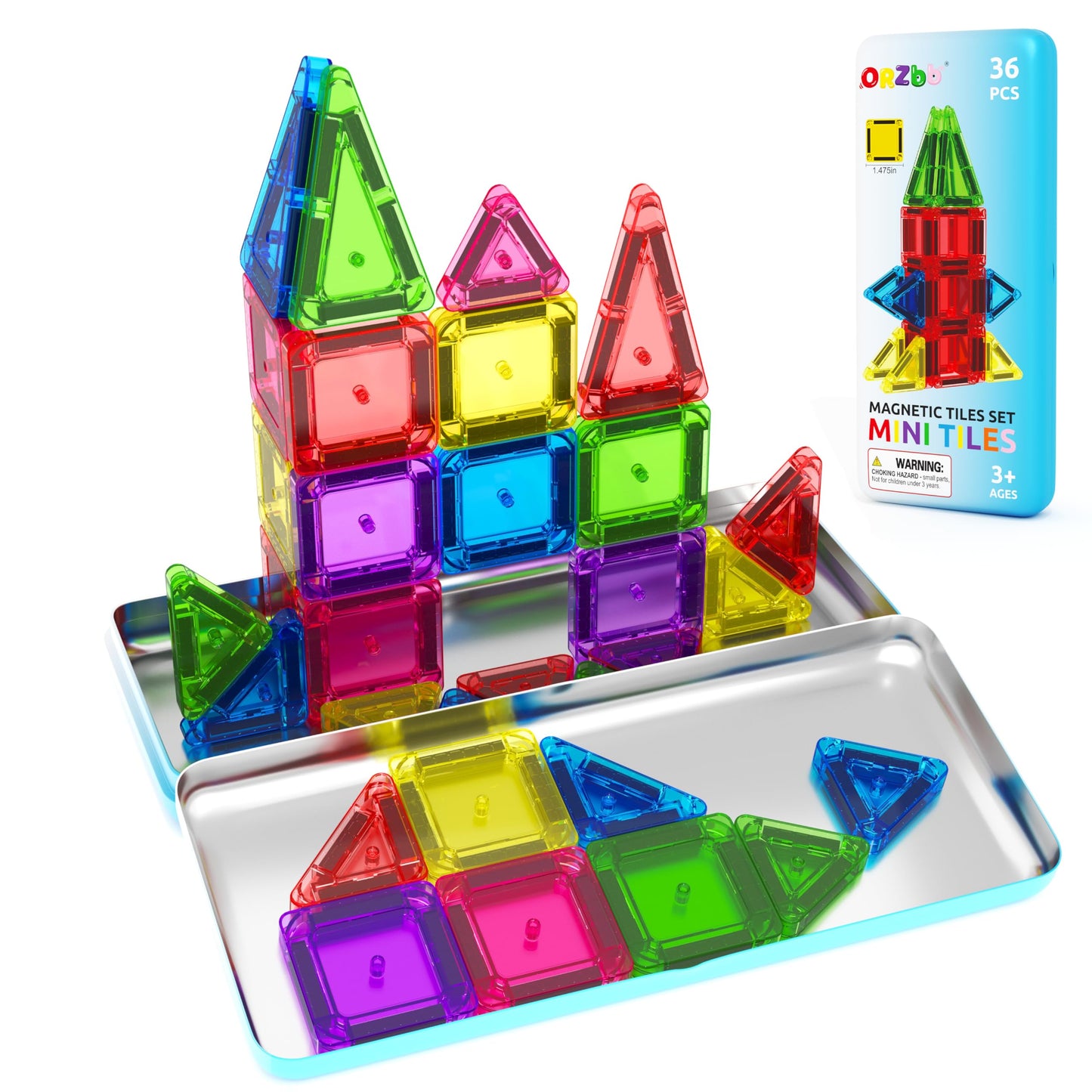 Magnetic Tiles Mini Travel Toddler Set, Magnetic Blocks Building Kids Toys & Games, Montessori Preschool Classroom Must Haves Educational Learning Sensory Toys for 3+ Year Old Boys Girls Birthday Gift