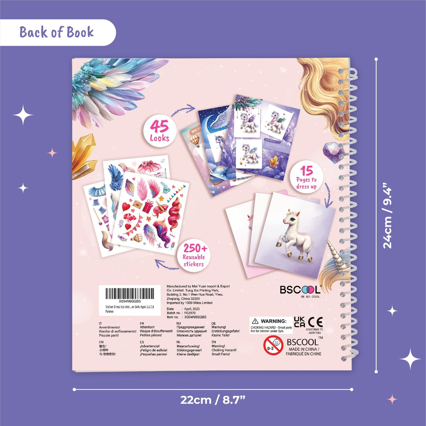 Sticker Dress Up Unicorn - Kids Activity Book Learn Fashion Design for Unicorn with Guides and 250+ Reusable Stickers. Easter Gift for Girls Ages 5,6,7,8