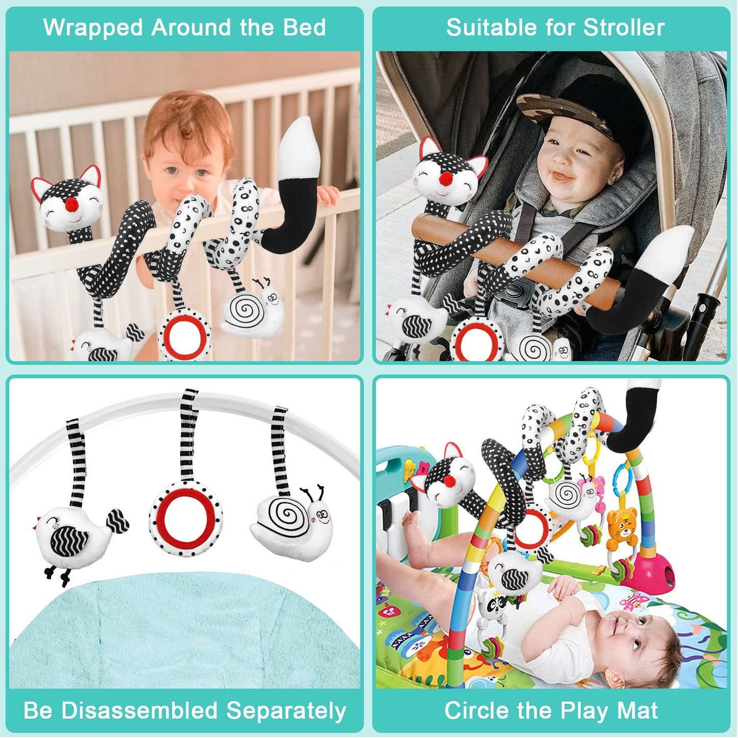 XIXILAND Car Seat Toys Baby Toys 0-3 Months Infant Toys Spiral Stroller Toys & Baby Rattles 0-6 Months Infant Toys 0-3 Months Newborn Toys, Baby Toys Gift for 0 3 6 9 12 Months Girls Boys