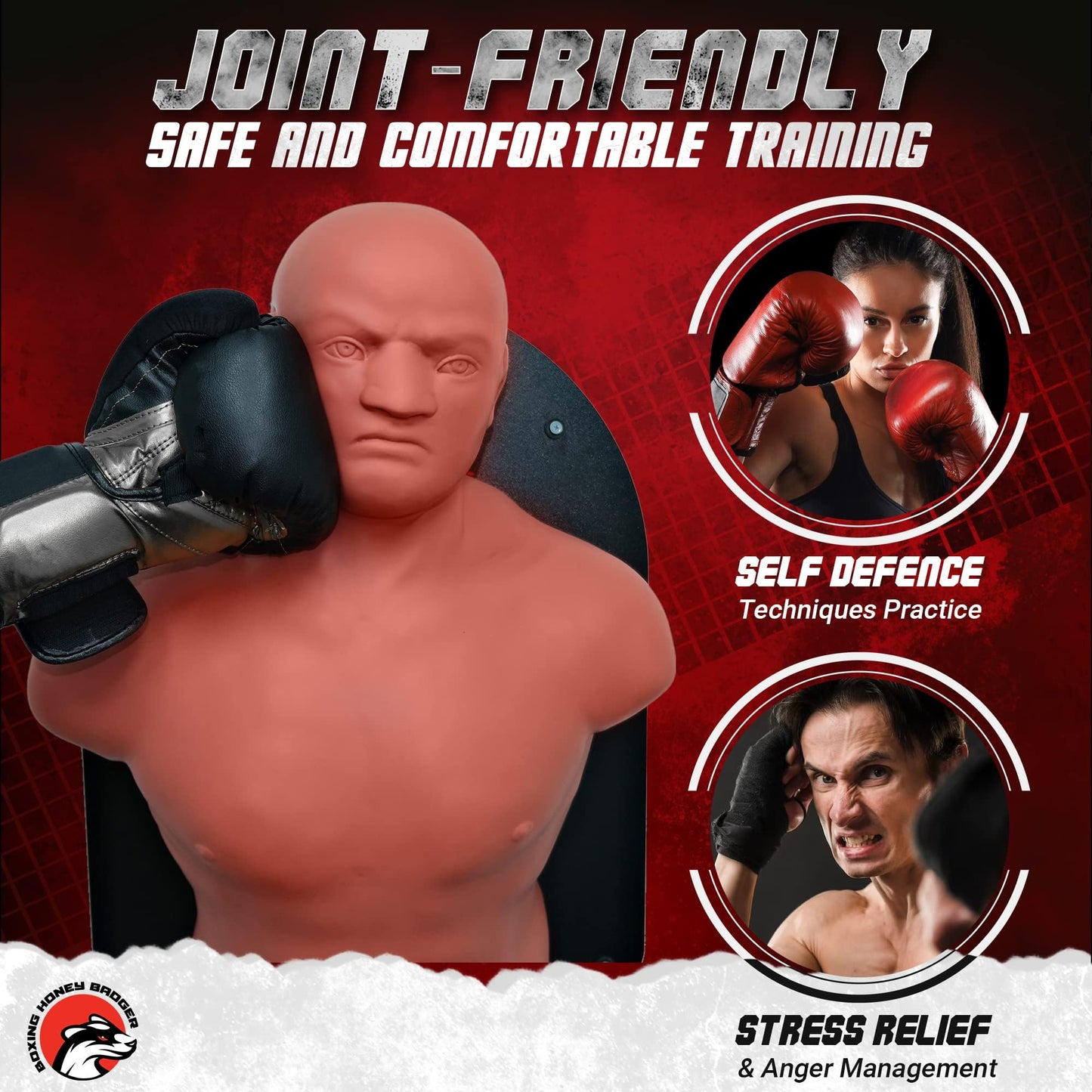 Boxing Honey Badger Wall-Mounted Punching Dummy Boxing Punching Bag Martial Arts Training Dummy