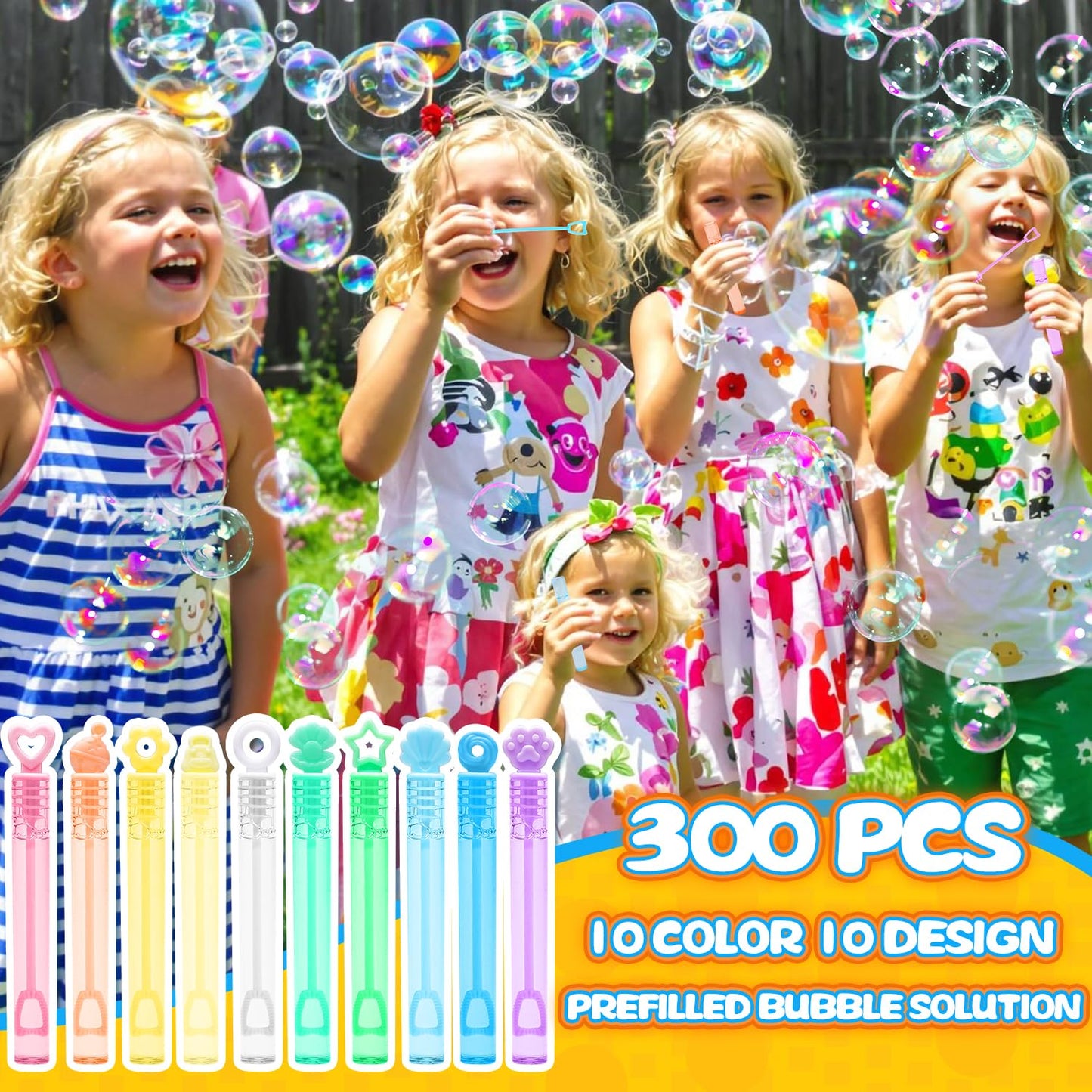 Kids Bubble Party Favors, 300 Pack Mini Bubbles Bulk with Gift Box, Pastel Bubble Wand Sticks for Party Toys, Birthday Supplies, Wedding Decorations, Carnival Prizes, Goody Bag Fillers Stuffers