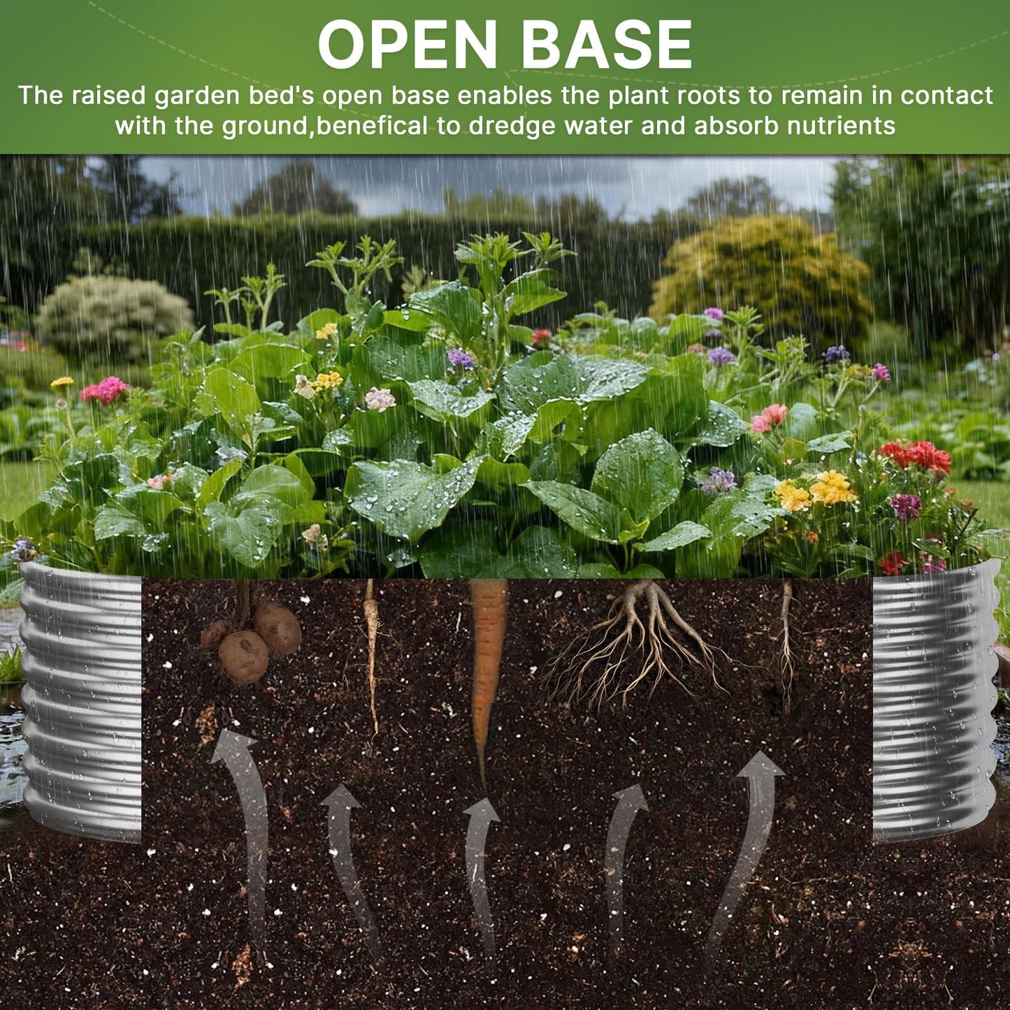 Mostmahes 2 PCS Tall 8x4x1.5ft Galvanized Raised Garden Bed Outdoor, Metal Garden Bed for Vegetables, Above Ground Garden Box for Flower, Steel Raised Beds for Gardening
