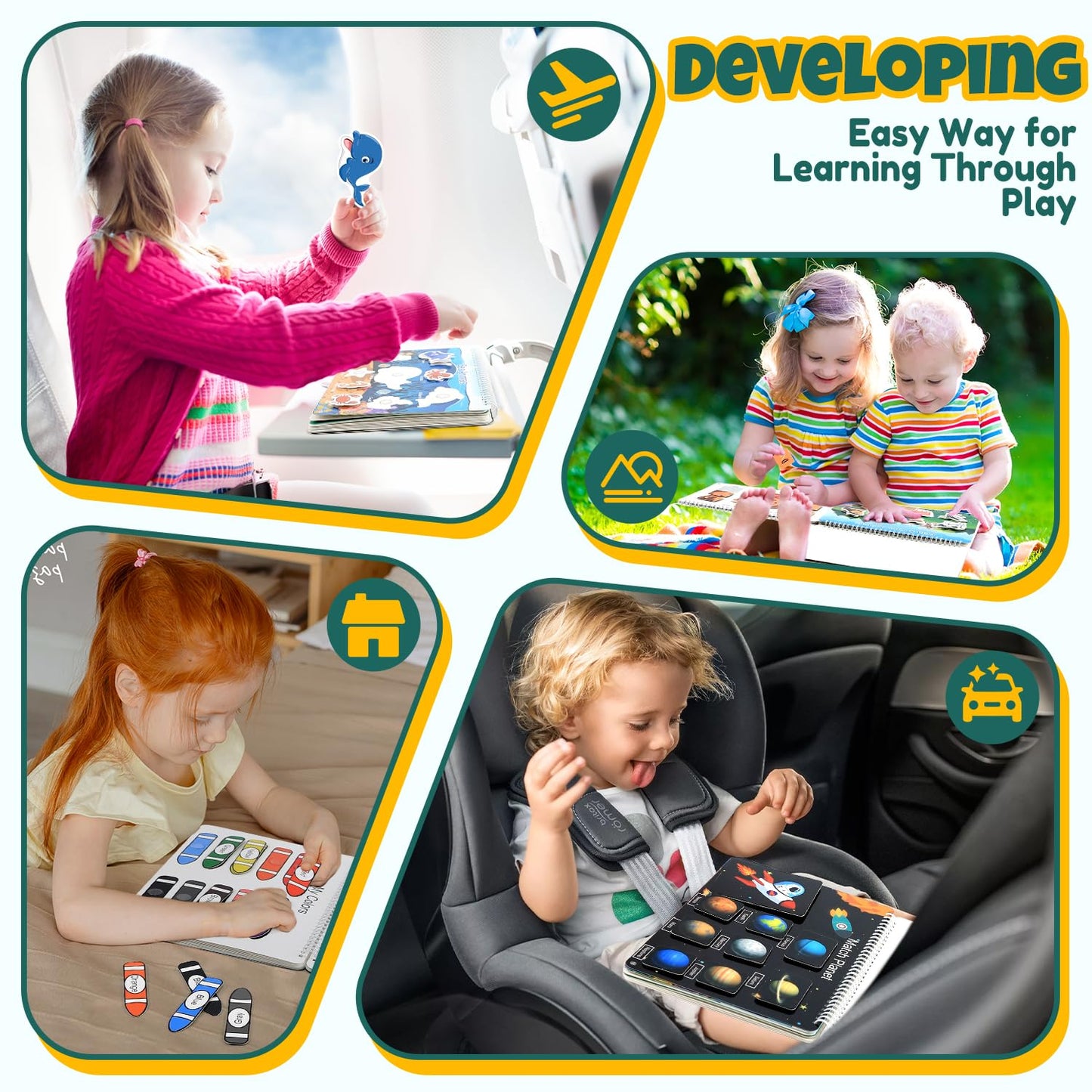 Montessori Busy Book for Toddlers Ages 3-6 | Preassembled Sensory Toy for Autism & Fine Motor Skills | Preschool Learning Activities Binder | Homeschool Supplies | Gift for 3+ Year Old Boys Girls