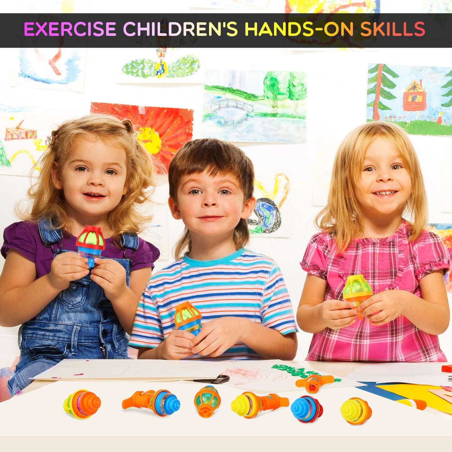 Chivao 50 Pcs Bulk LED Light up Spinner Tops Launcher with Gyroscope Motion Colorful Flashing Spinner Toys Novelty Party Favors for Birthday Events Goodie Bag Fillers Stuffers