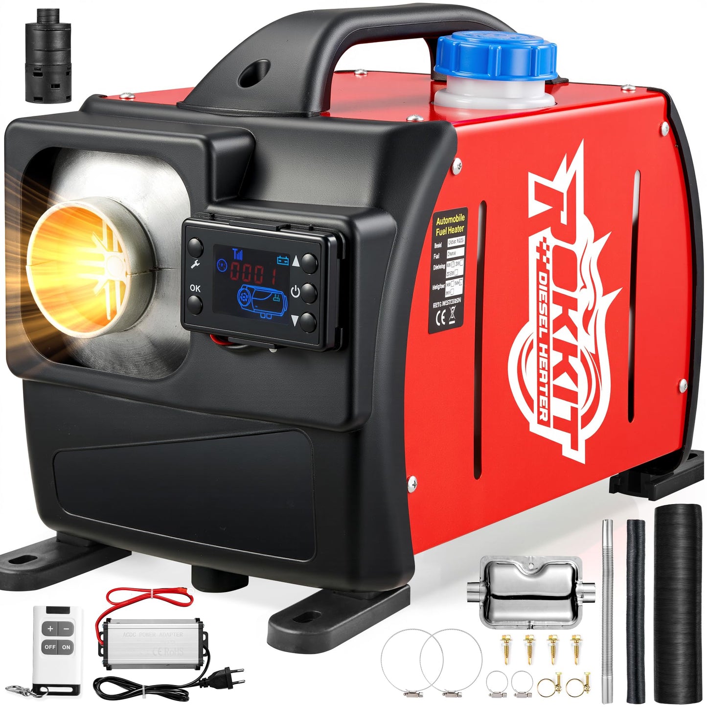 [2026 Version]Diesel Heater 8KW, 110V/12V All-in-One Portable Diesel Air Parking Heater with LCD Thermostat Monitor & Remote Control for Trucks, Car Trailer, Boat and Motor-home (8000W)