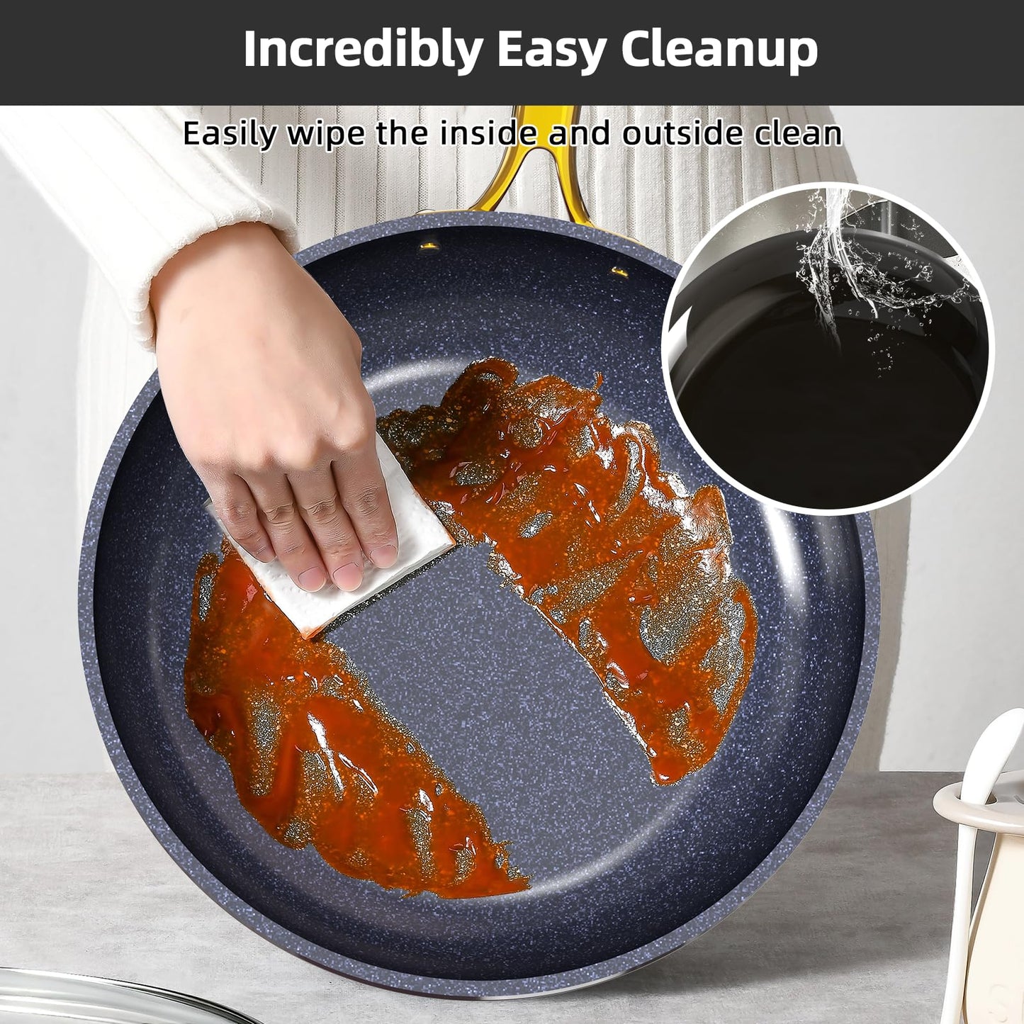 Nuwave Lux LE 13-Pc Cookware Set with Elegant Gold Handle, Diamond Infused Ceramic Non-Stick, PFAS Free, Premium Metal Lids, Ergonomic Stay-Cool Handles, Induction Ready & Compatible w/All Cooktops