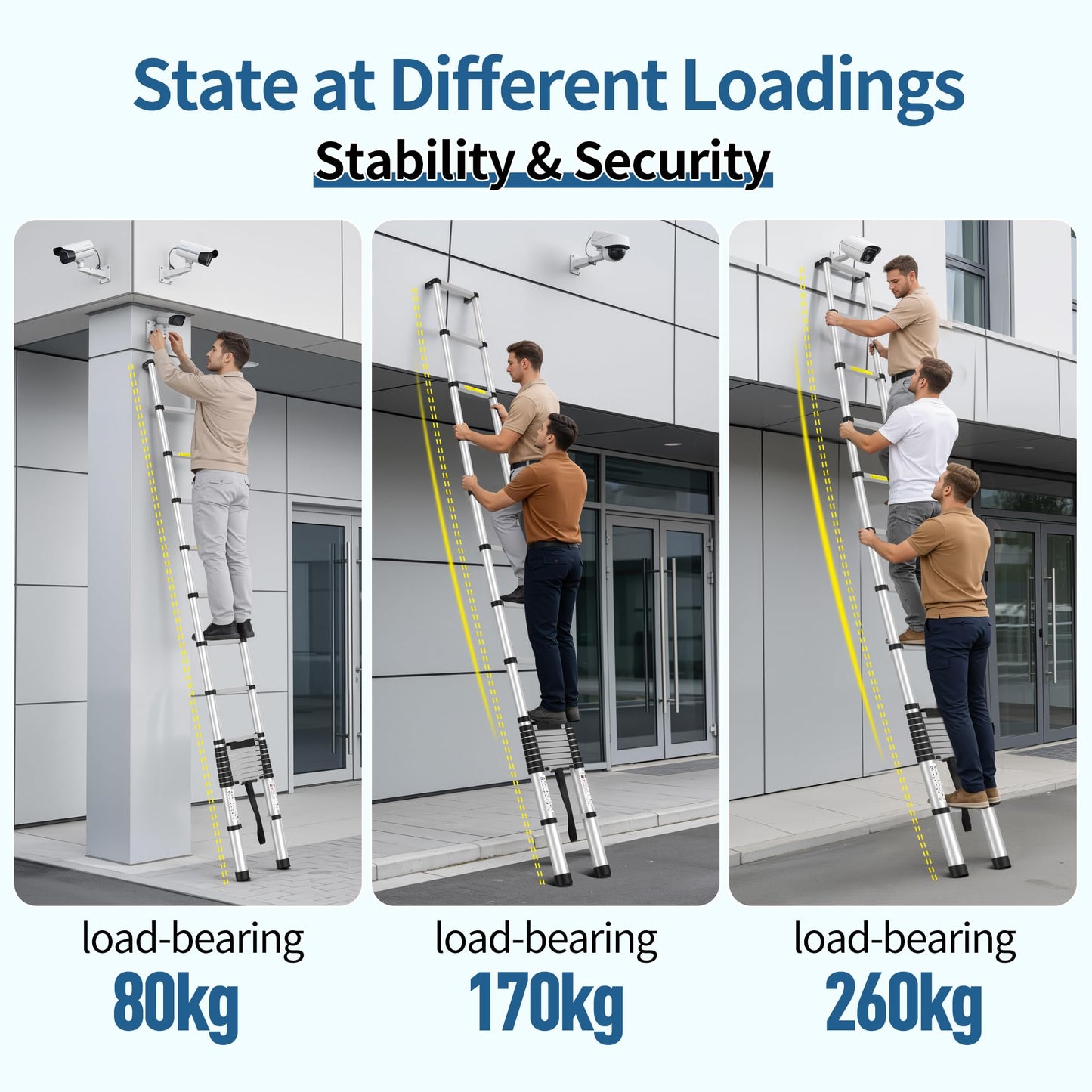 2026 New 17.9FT Heavy-Duty Aluminum Telescoping Ladder, 330LBS Capacity, One-Button Retraction Anti-Pinch, with Wall Support & Adjuster Pads, for Attic Roof Home Renovation