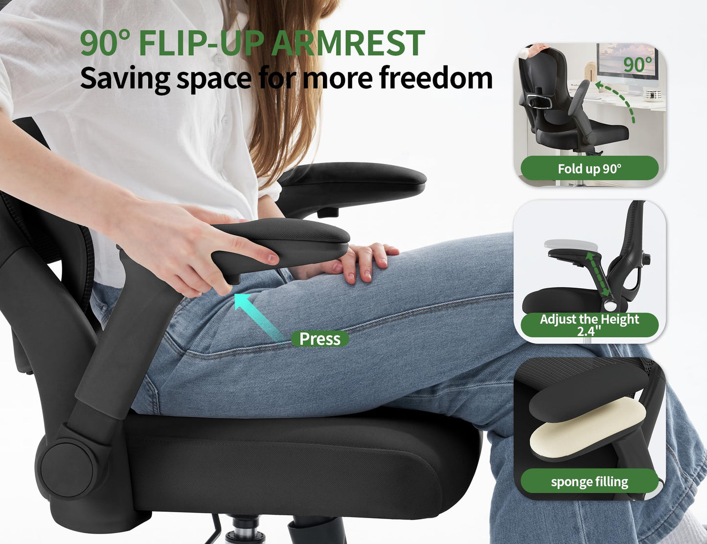 Veratric Ergonomic Office Chair: 400LBS Computer Desk Chair Comfy-Black Big and Tall Office Chair with Lumbar Support & Headrest-Gaming Chairs for Adults-Executive Office Rolling Chairs for Home Work