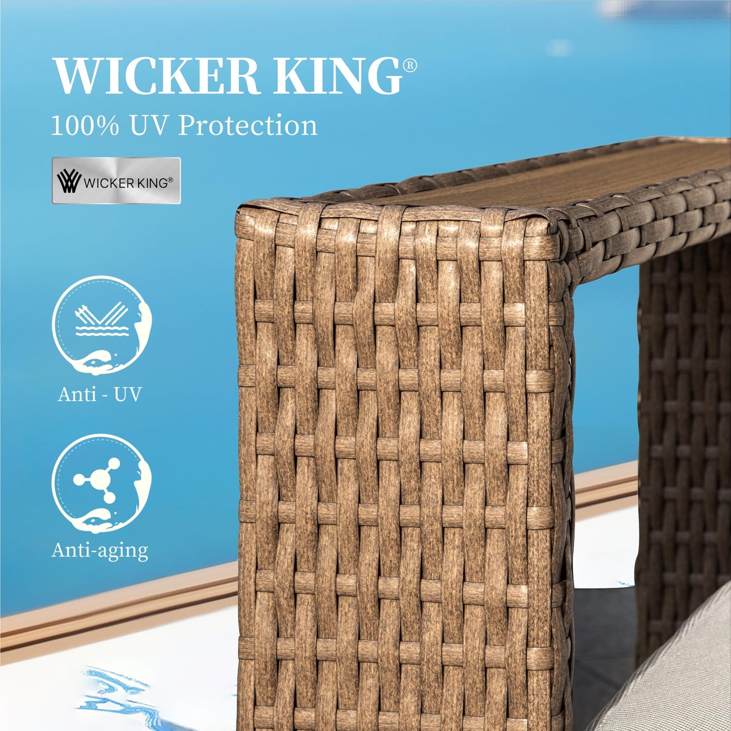 SUNSHINE VALLEY L Shaped Patio Furniture,Outdoor Rattan Wicker Sectional Sofa with 10''Ultra-Thick Cushions,All Weather Patio Conversation Set for Lawn Garden Backyard,Beige