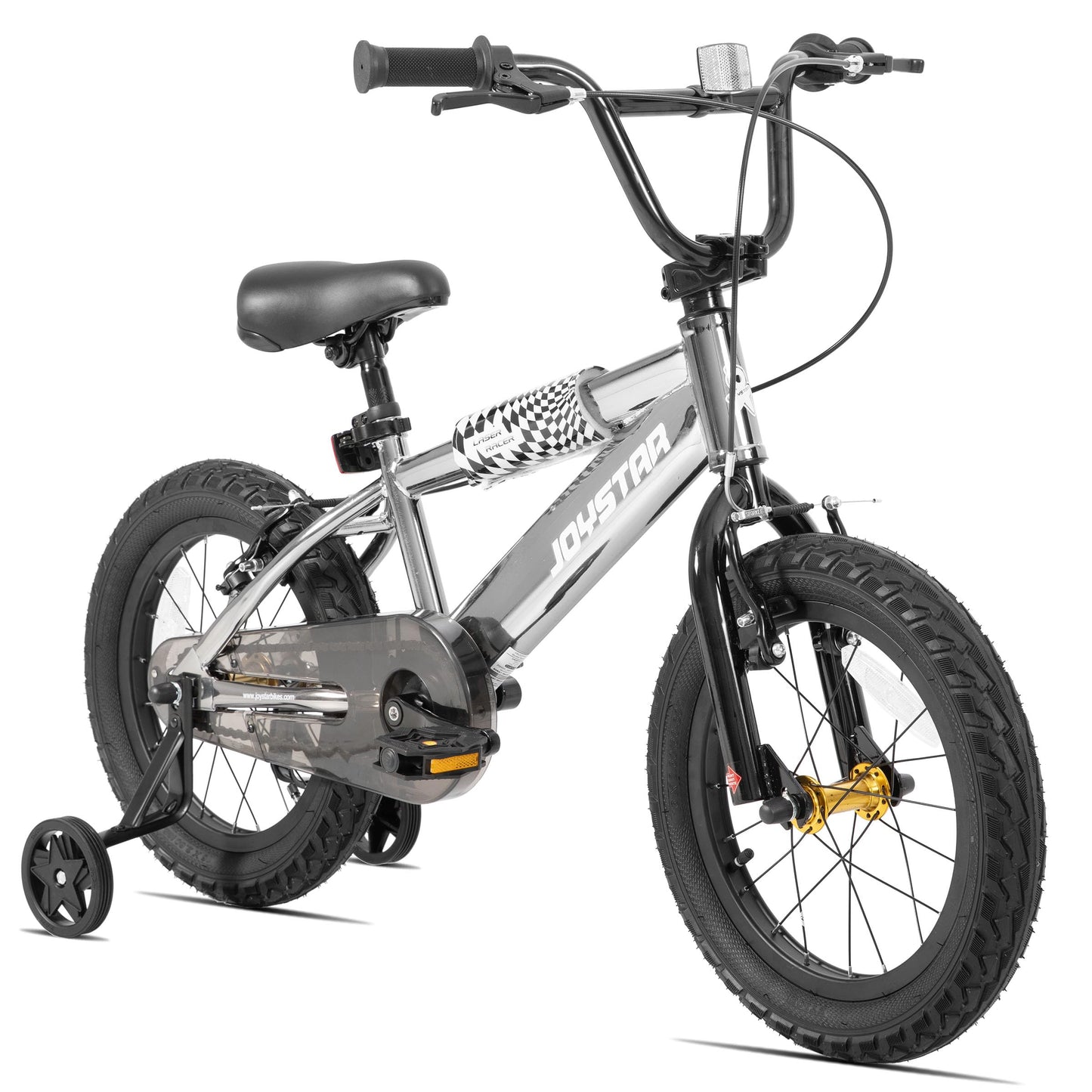 JOYSTAR 16 Inch Kids Bike for 4-7 Years Boys Girls, High-Carbon Steel Frame Toddler Bicycle with Training Wheels and Front/Rear Brakes Silver