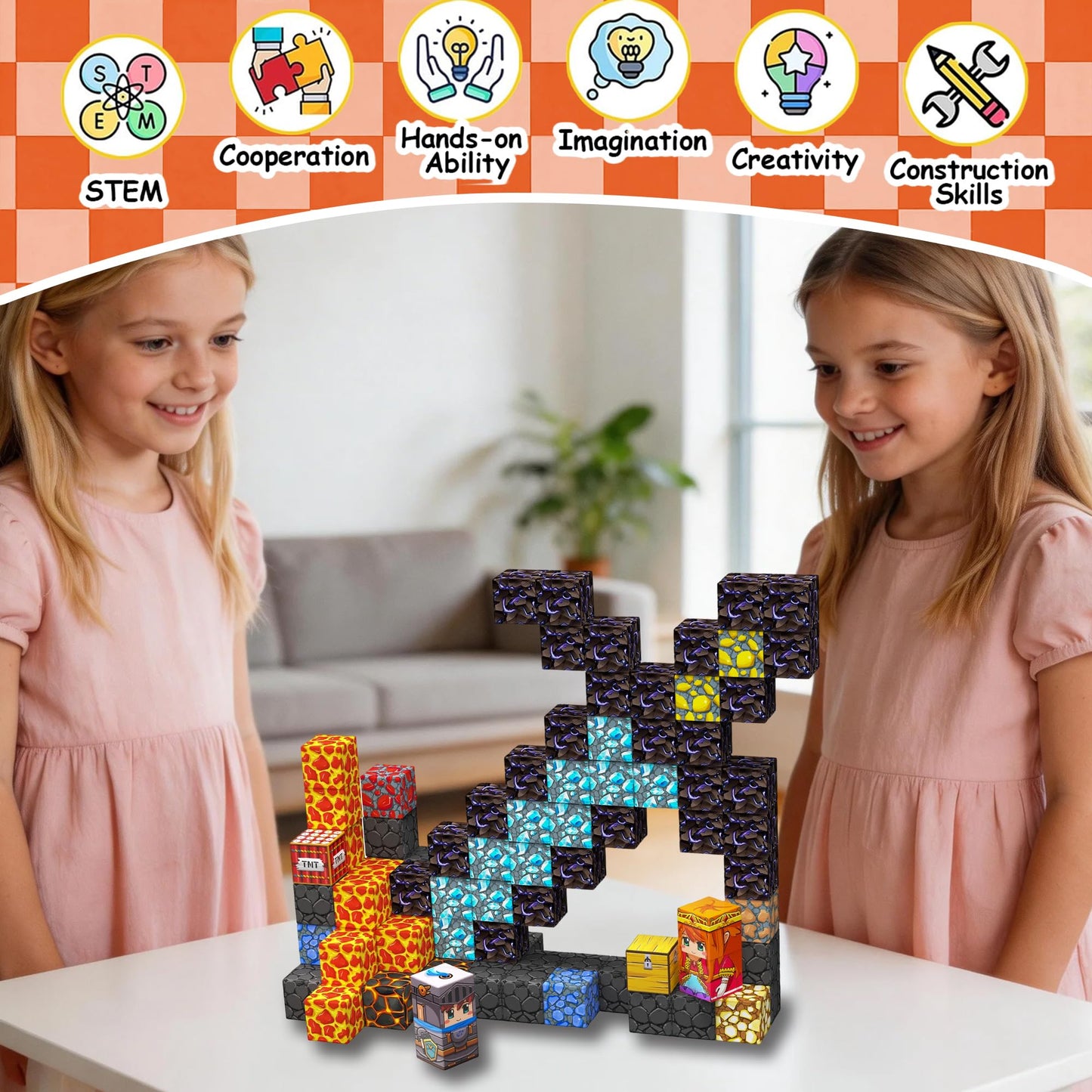 Cosminy 100PCS Magnetic Building Blocks, Magnetic Cubes STEM Sensory Toys, Magnetic Blocks Stacking Construction Toys for Kids Ages 3+, Birthday for Boys Girls