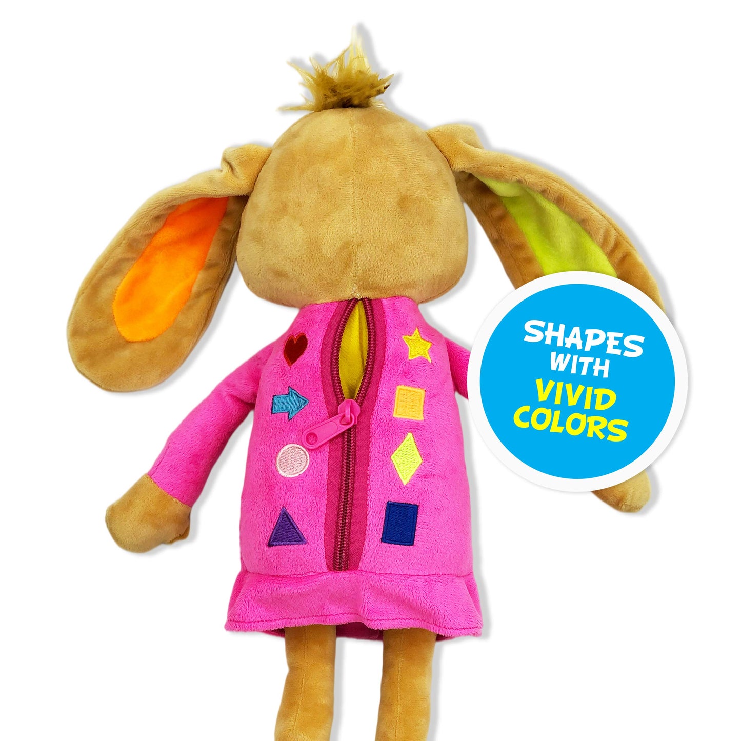 June Garden 16" Dressy Friends Bunnie - Educational Stuffed Plush Doll for Kids and Toddlers 2 Years and Up - Montessori Soft Toy Doll